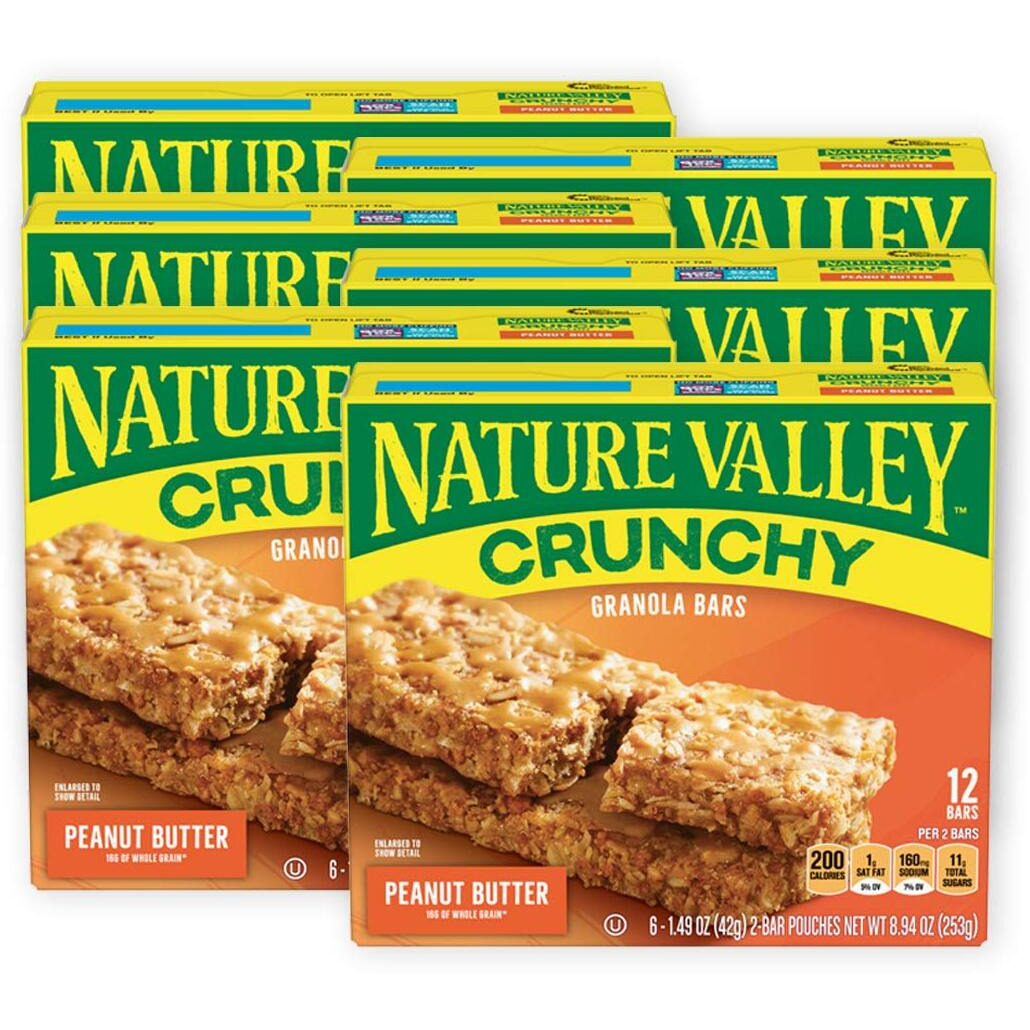 Nature Valley Granola Bars, Crunchy, Peanut Butter, 6 Pouches - 1.49 Oz, 2-Bars Per Pouch (Pack Of 6)