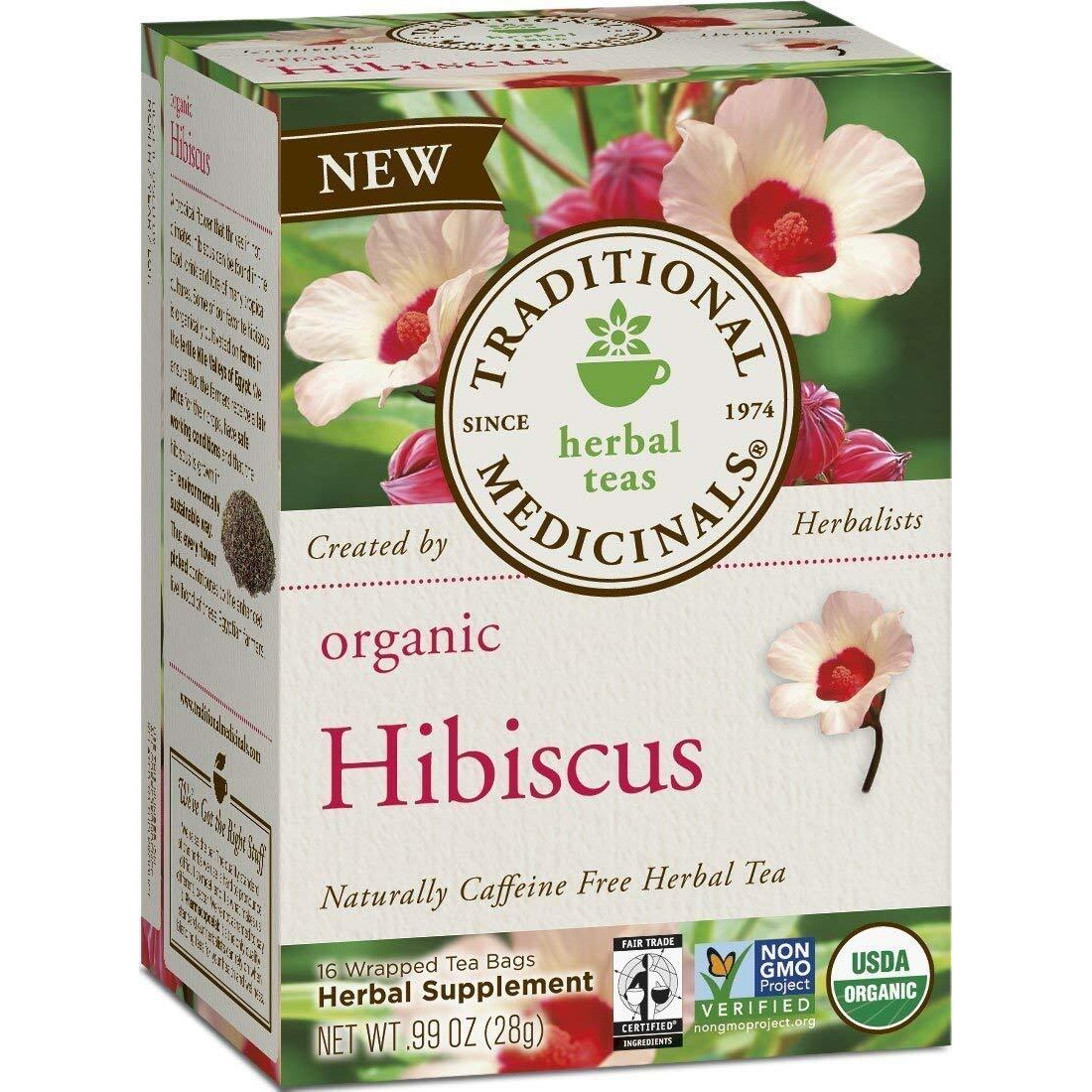 Traditional Medicinals Organic Hibiscus Herbal Tea, Supports Heart Health, (Pack Of 2) - 32 Tea Bags Total