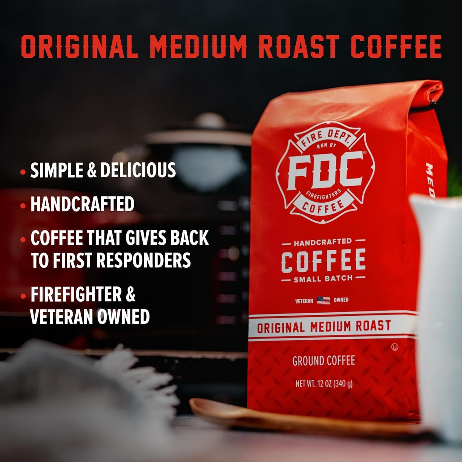 Fire Department Coffee - Gives Back To Firefighters - Original Medium Roast Ground Coffee - Balanced & Smooth - Roasted In The Usa - Made With Premium Coffee Beans - Veteran Owned (12 Oz, Pack Of 2)