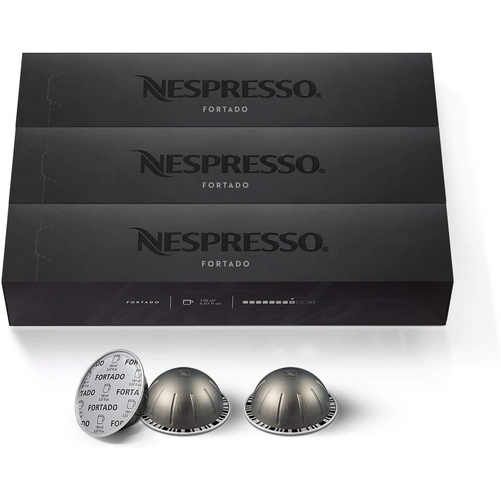 Nespresso Capsules Vertuo, Fortado Gran Lungo Americano, Dark Roast Espresso Coffee, 30 Count Coffee Pods, Brews 5.0Oz.