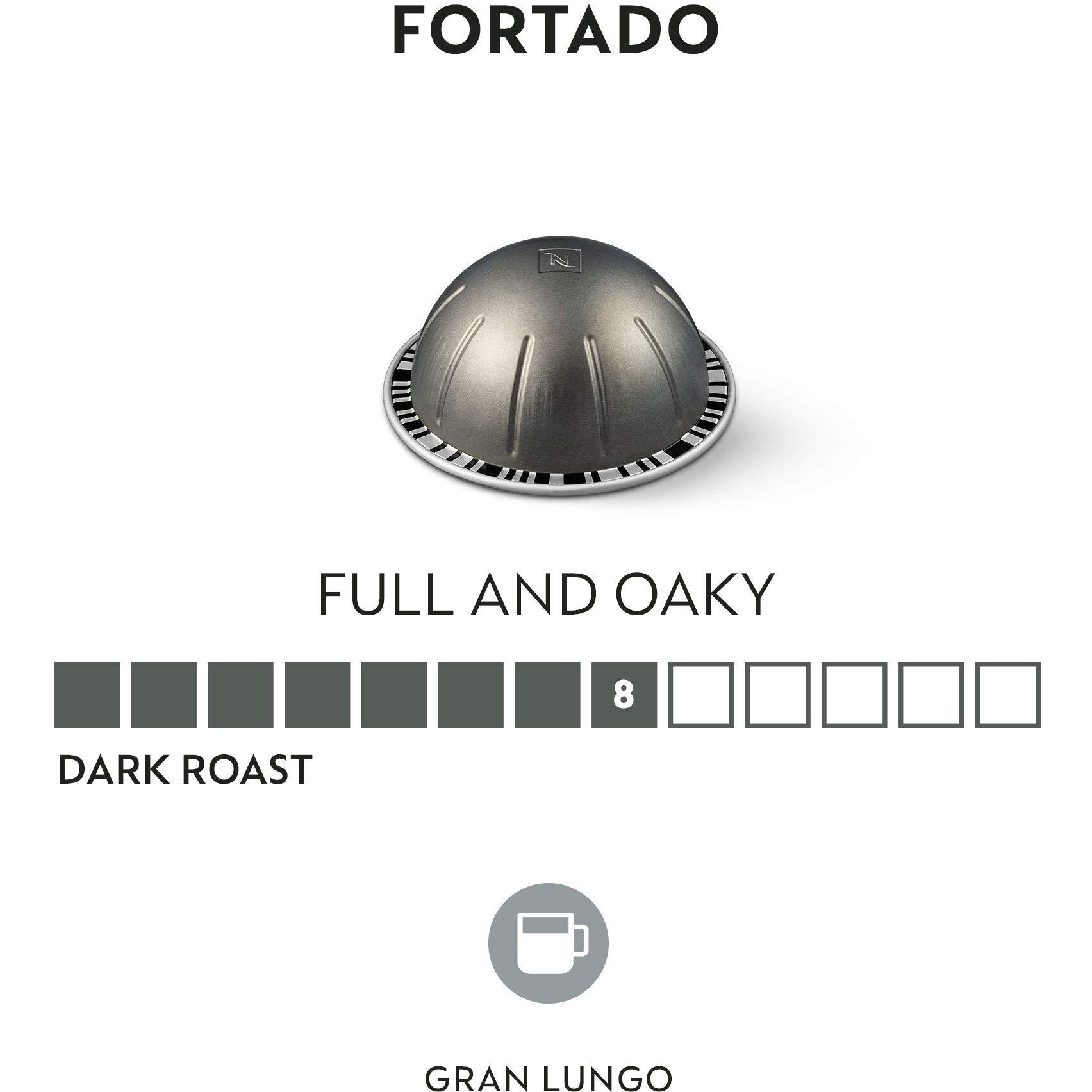 Nespresso Capsules Vertuo, Fortado Gran Lungo Americano, Dark Roast Espresso Coffee, 30 Count Coffee Pods, Brews 5.0Oz.