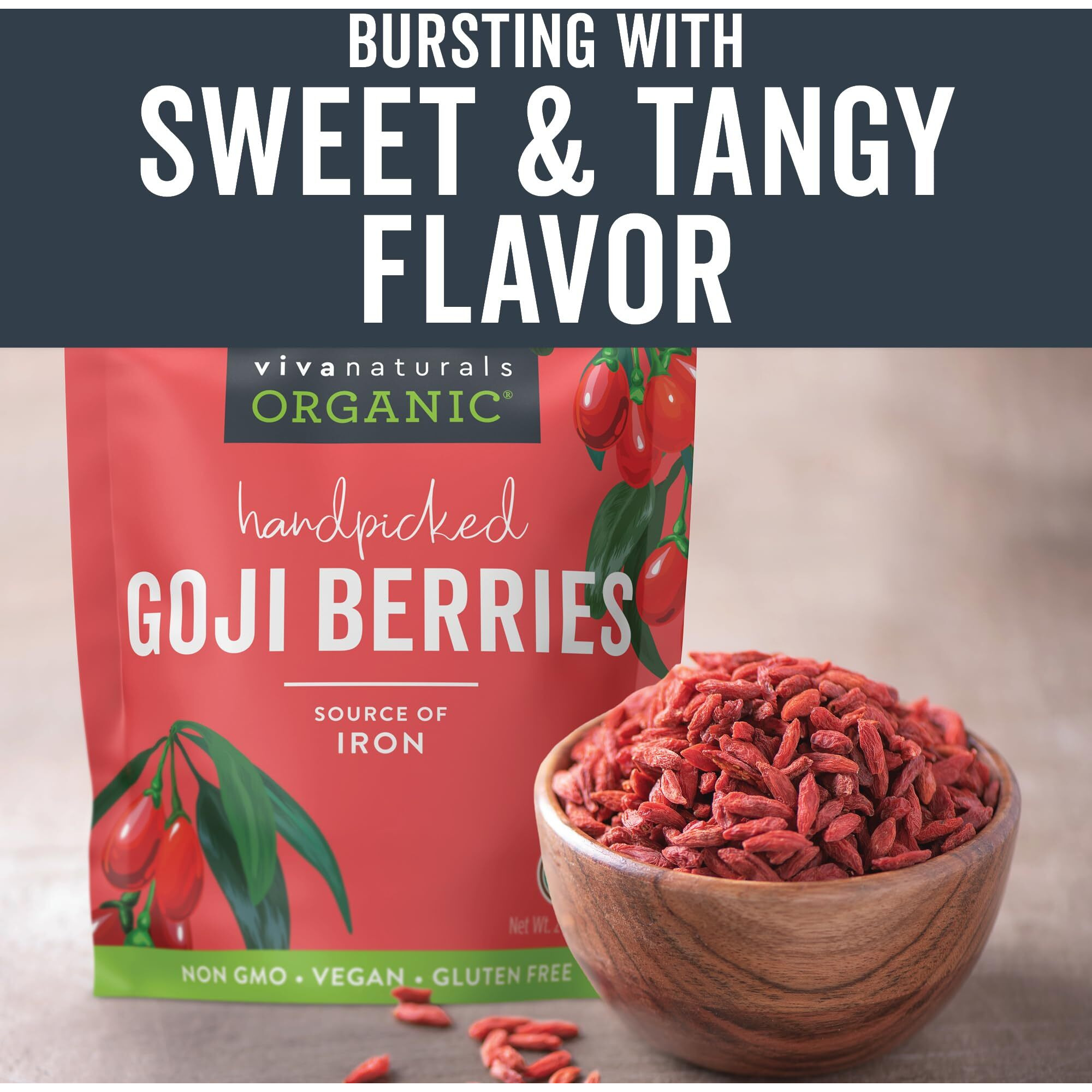 Viva Naturals Organic Dried Goji Berries, 32 Oz (2 Lb) Non-Gmo And Vegan Wolfberries, Perfect For Baking, Smoothies, Teas And Snacks, Goji Berries Organic