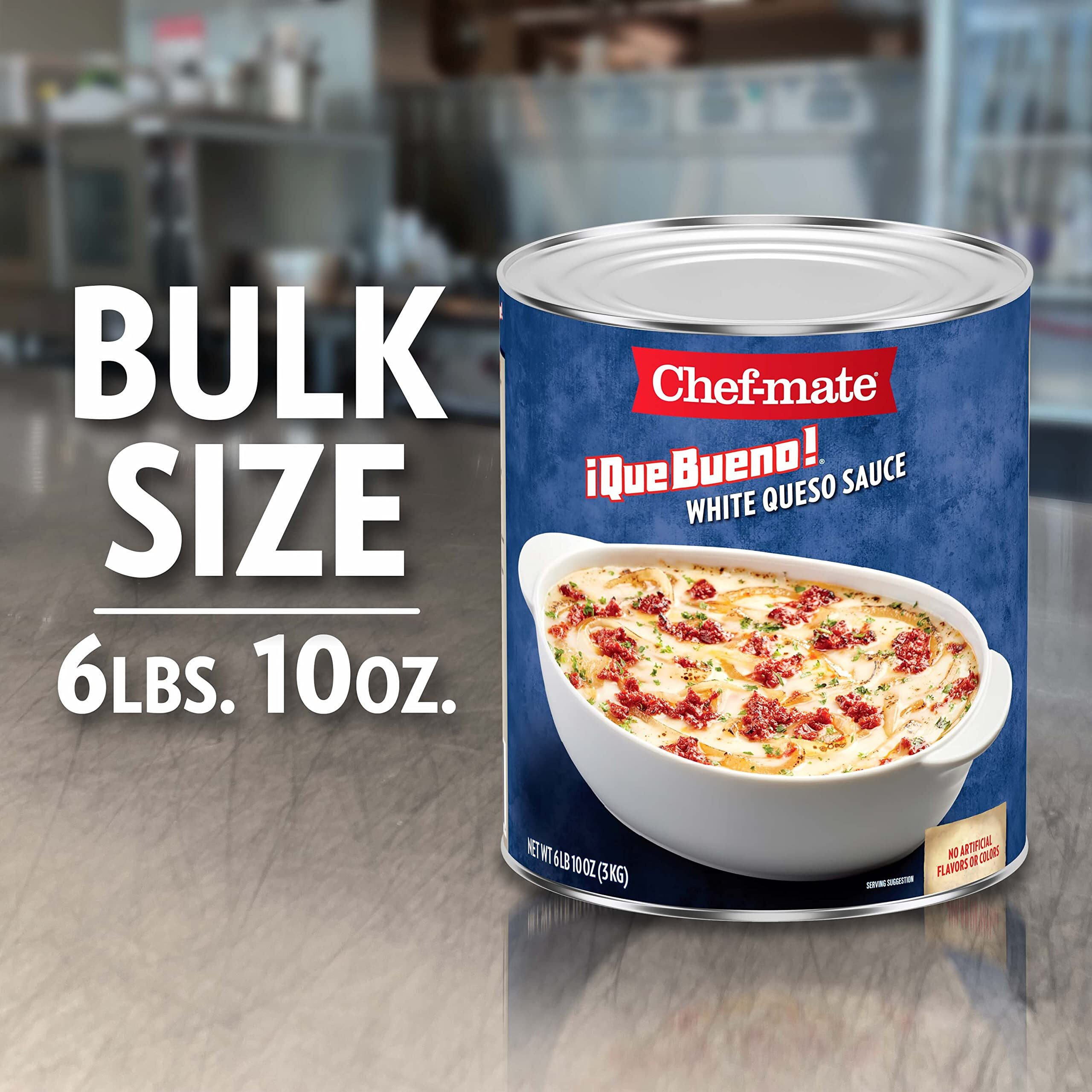 Chef-Mate Que Bueno White Queso And Nacho Cheese Sauce, Canned Food, 6 Lb. 10 Oz (10 Bulk Can)