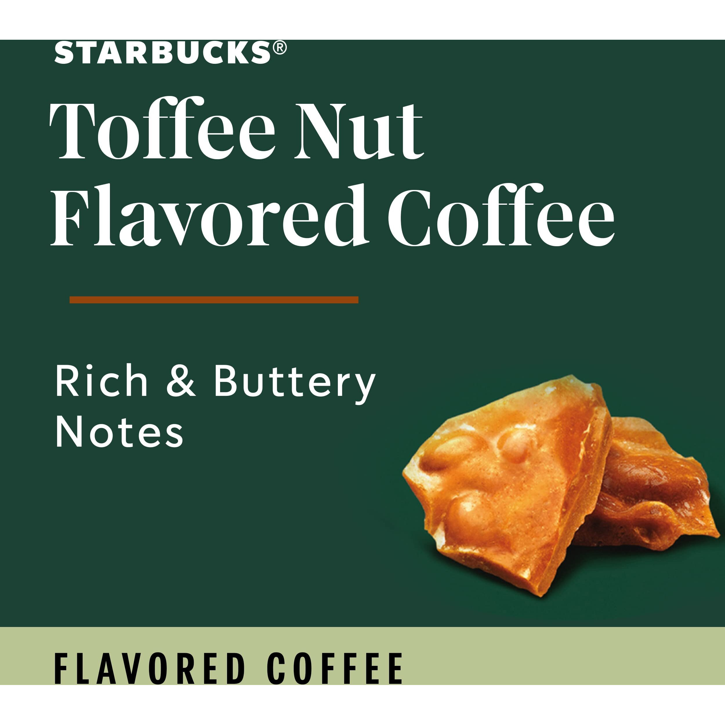Starbucks K-Cup Coffee Pods, Toffeenut Flavored Coffee, Naturally Flavored, 100% Arabica, 1 Box (10 Pods)