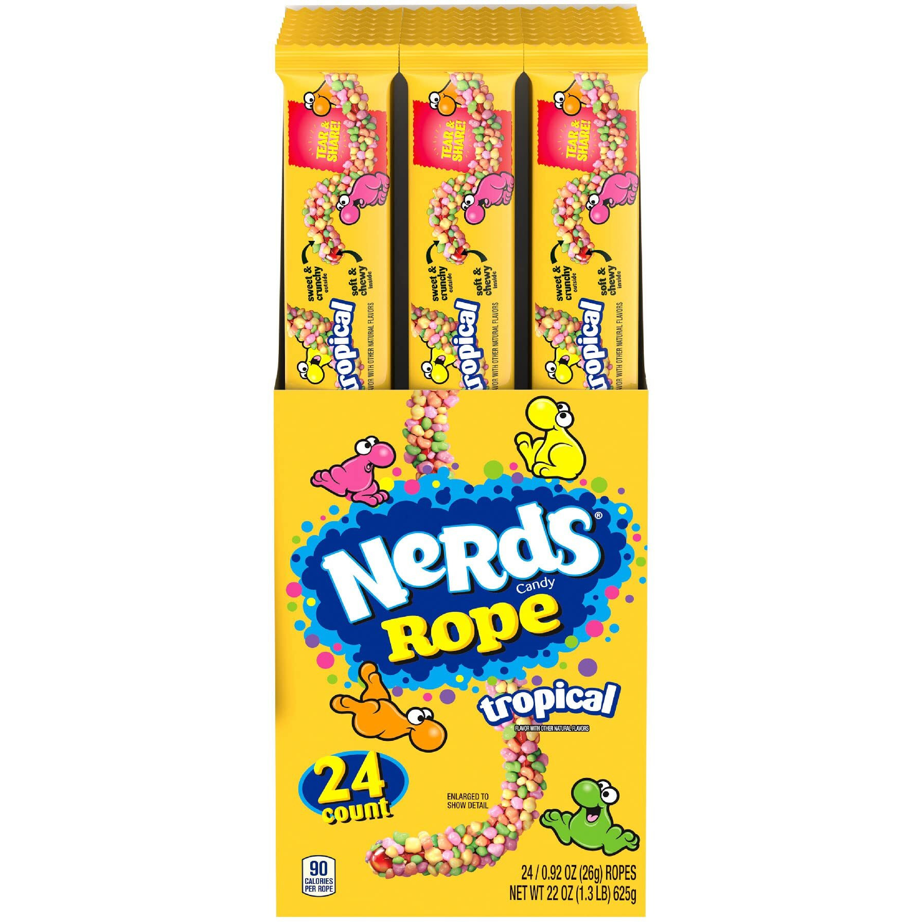 Nerds Rope Candy, Tropical Flavor, 0.92 Ounce Ropes (Pack Of 24)