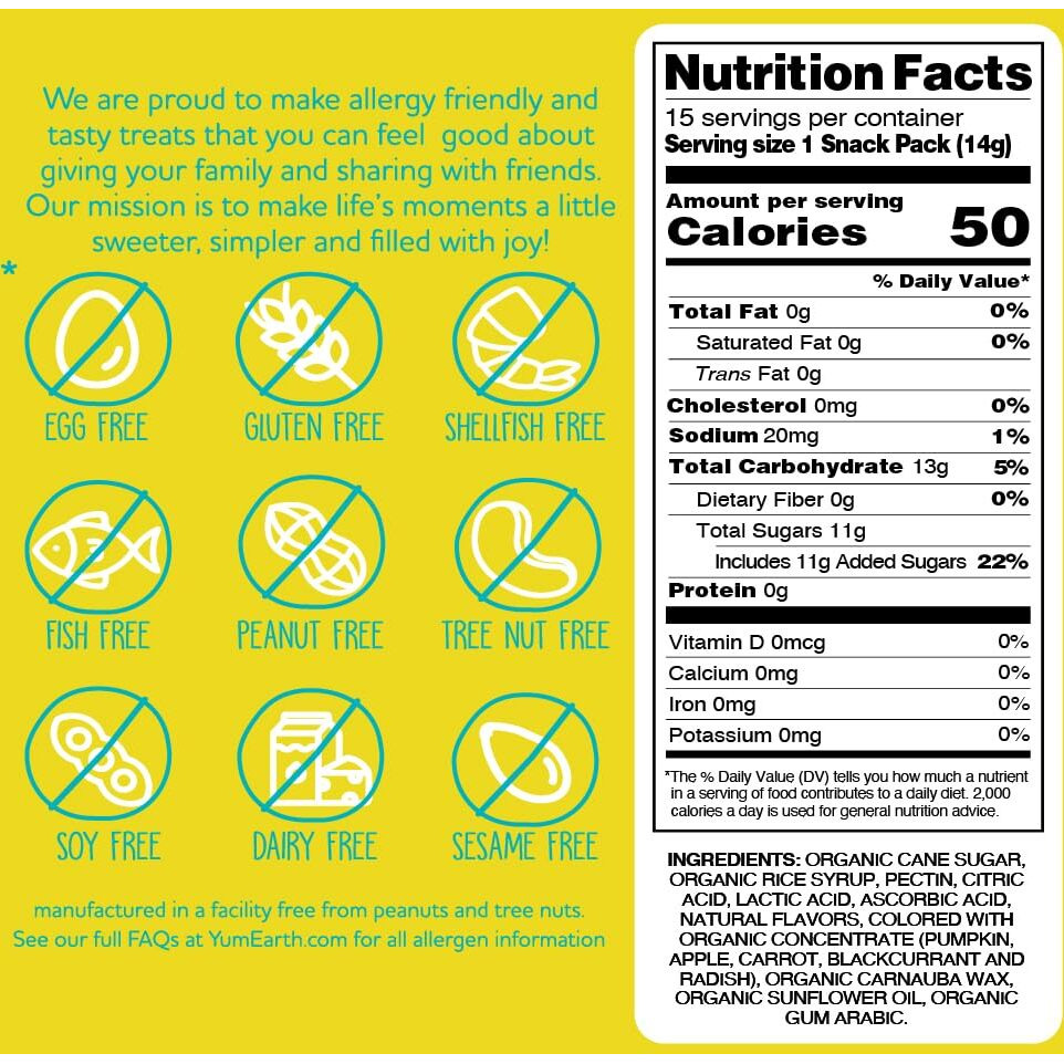 Yumearth Organic Jelly Beans - Fruity Candy Snack Packs, Gluten Free Snacks For Kids - Allergy Friendly, Non-Gmo, No Artificial Flavors Or Dyes - Assorted Flavors, 7.5 Oz. (Pack Of 15)