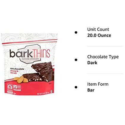 Barkthins Bark Thins Almond Snacking Chocolate Dark Dark Chocolate 20.0 Ounce