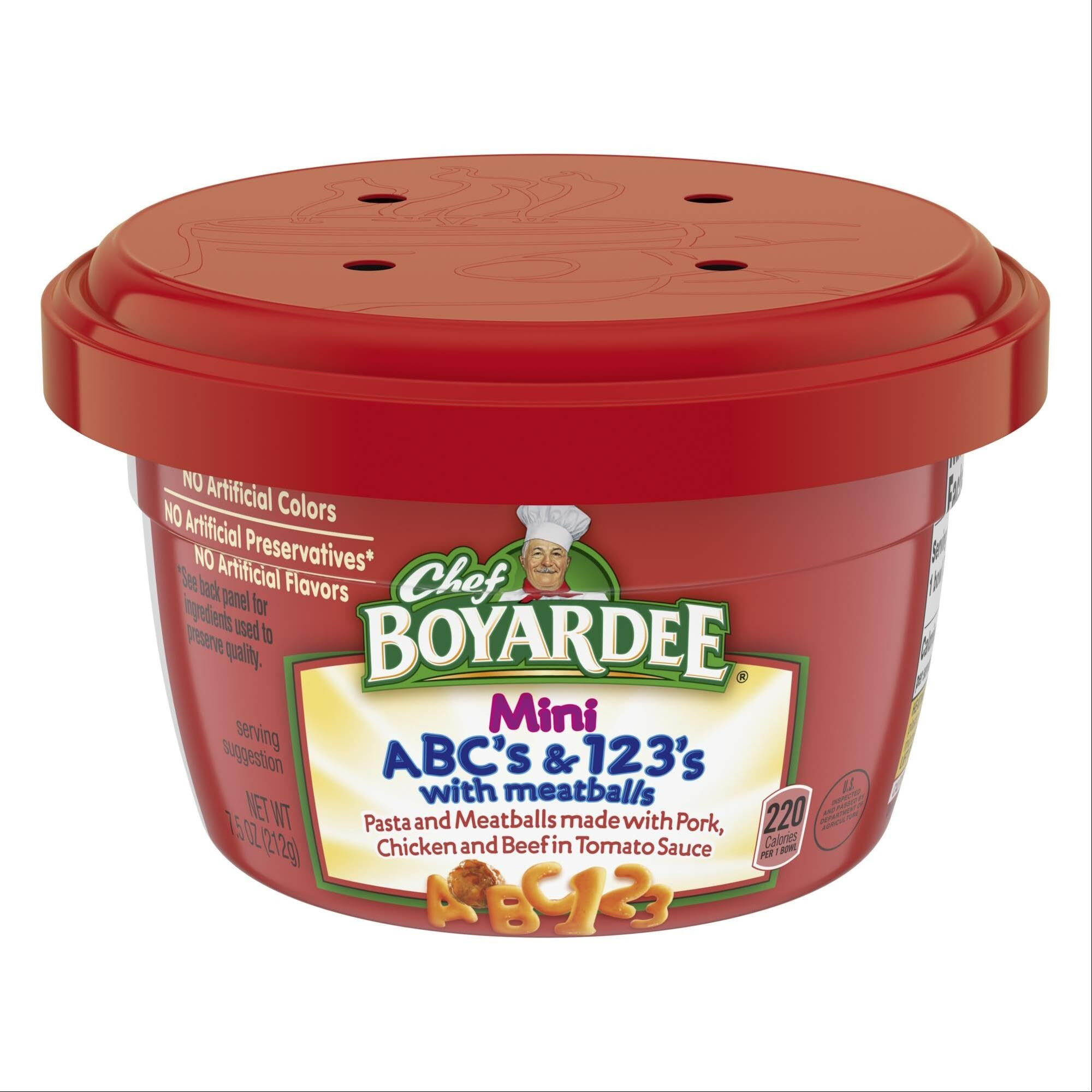 Chef Boyardee Mini Abc's And 123's With Meatballs, Microwave Food, 7.5 Oz Microwavable Bowl (12 Bowls)