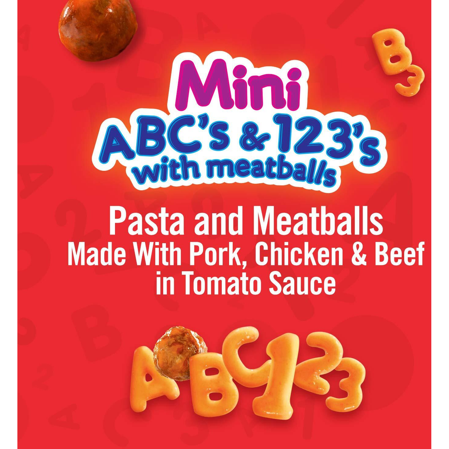 Chef Boyardee Mini Abc's And 123's With Meatballs, Microwave Food, 7.5 Oz Microwavable Bowl (12 Bowls)