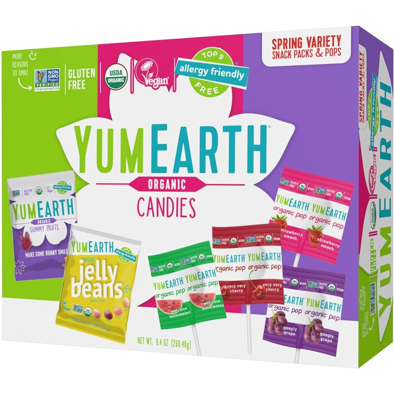 Yumearth Spring Candy Variety Box, 9.4 Ounce - Organic Gummy Fruits, Jelly Beans & Pops - Spring Fruit Flavors - Allergy Friendly, Gluten Free, Non-Gmo, Vegan, No Artificial Flavors Or Dyes