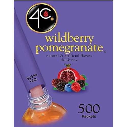 4C Powder Drink Stix, Wildberry Pomegranate 500 Count, Bulk Buy, Singles Stix, On The Go, Refreshing Water Flavorings, Value Pack