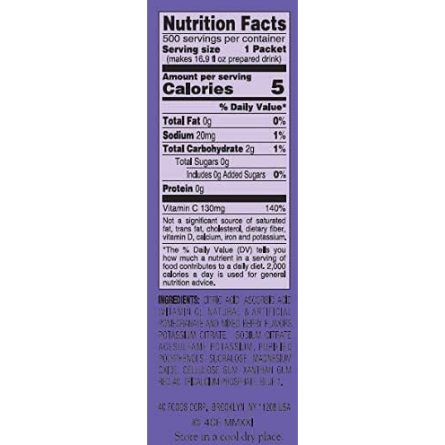 4C Powder Drink Stix, Wildberry Pomegranate 500 Count, Bulk Buy, Singles Stix, On The Go, Refreshing Water Flavorings, Value Pack