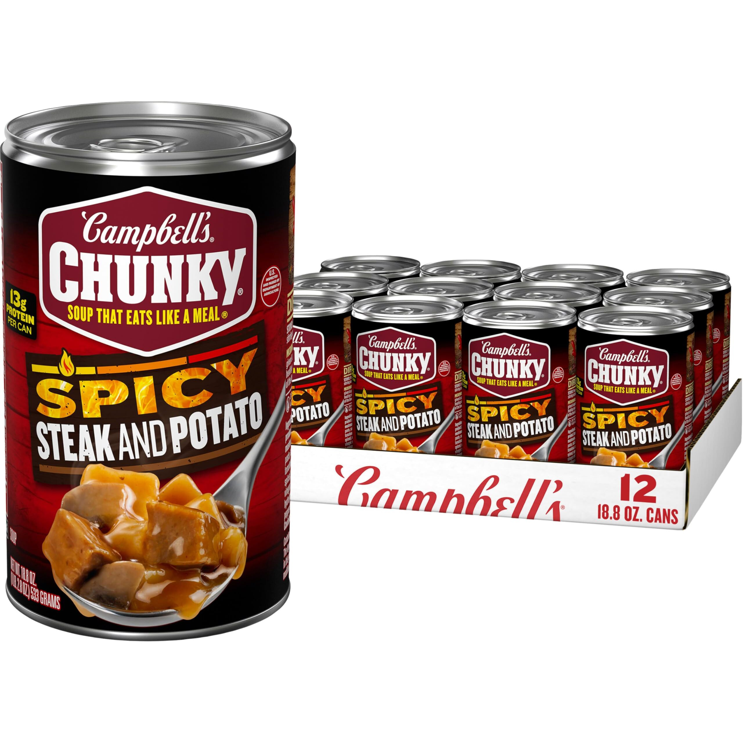 Campbell's Chunky Soup, Spicy Steak And Potato Soup, 18.8 Oz Can (Case Of 12)
