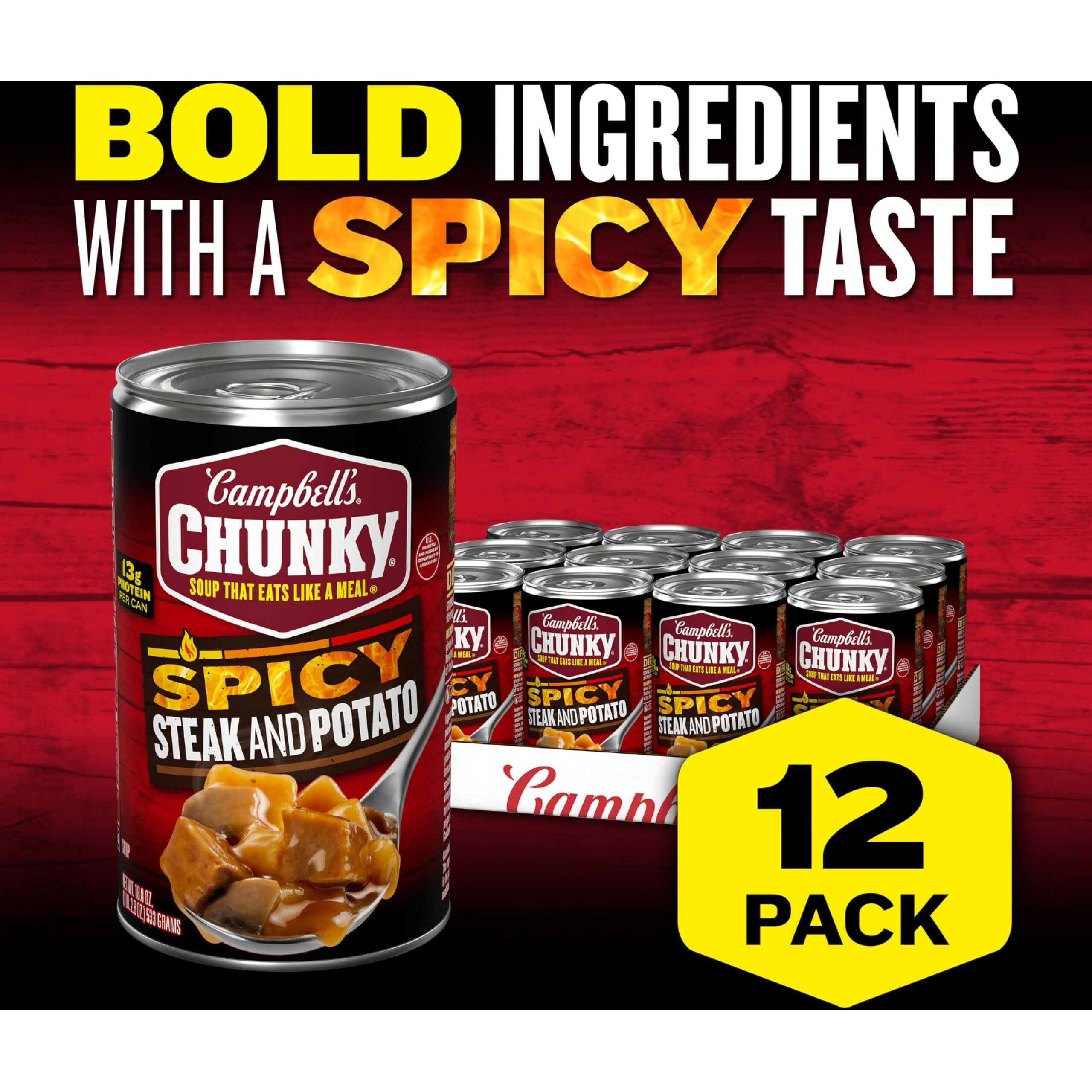 Campbell's Chunky Soup, Spicy Steak And Potato Soup, 18.8 Oz Can (Case Of 12)