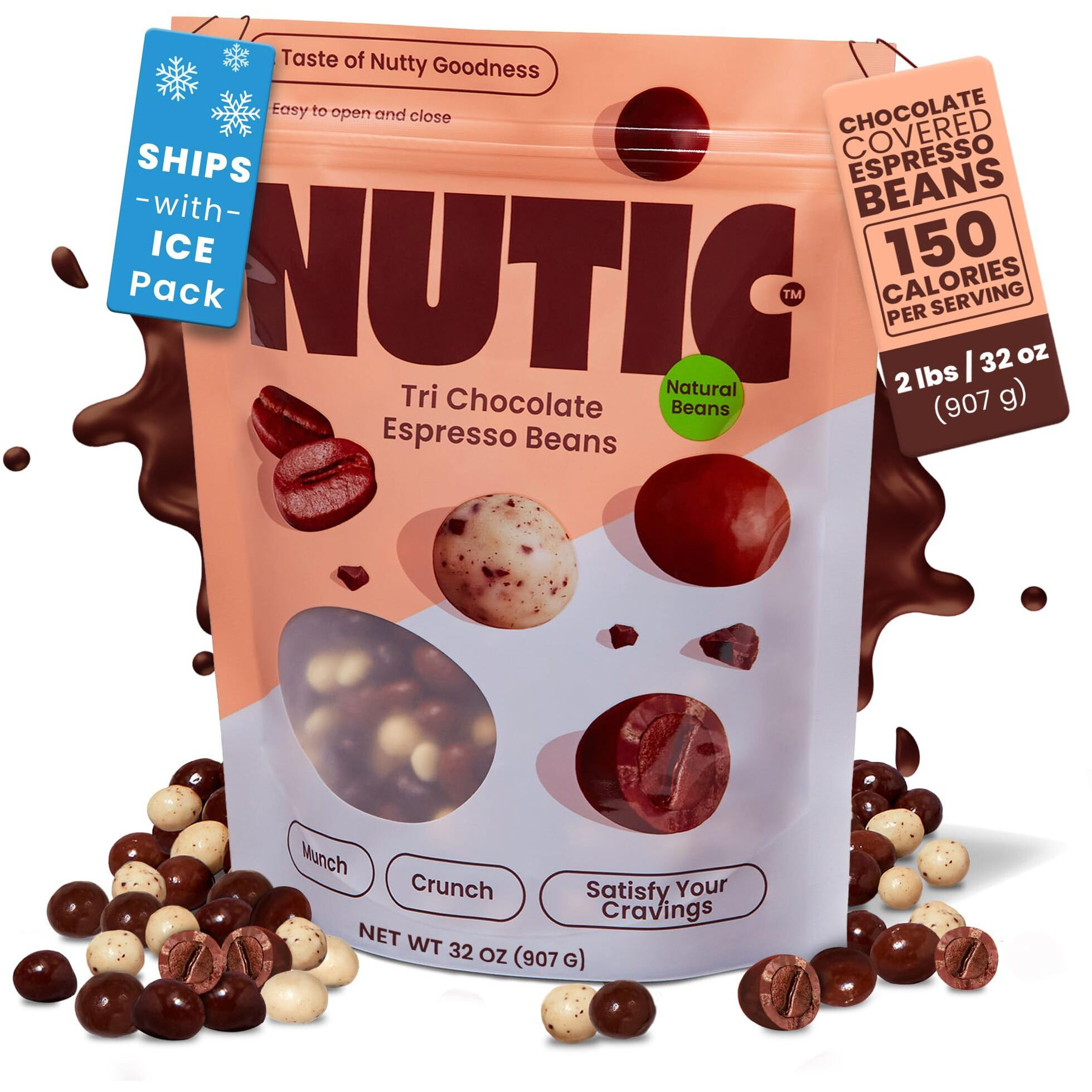 Nutic Chocolate Covered Espresso Beans - 2Lb, Assortment Of White, Milk & Dark Chocolate Coffee Beans - Bulk Espresso Candy For Rich Coffee Indulgence - (Pack Of 1)