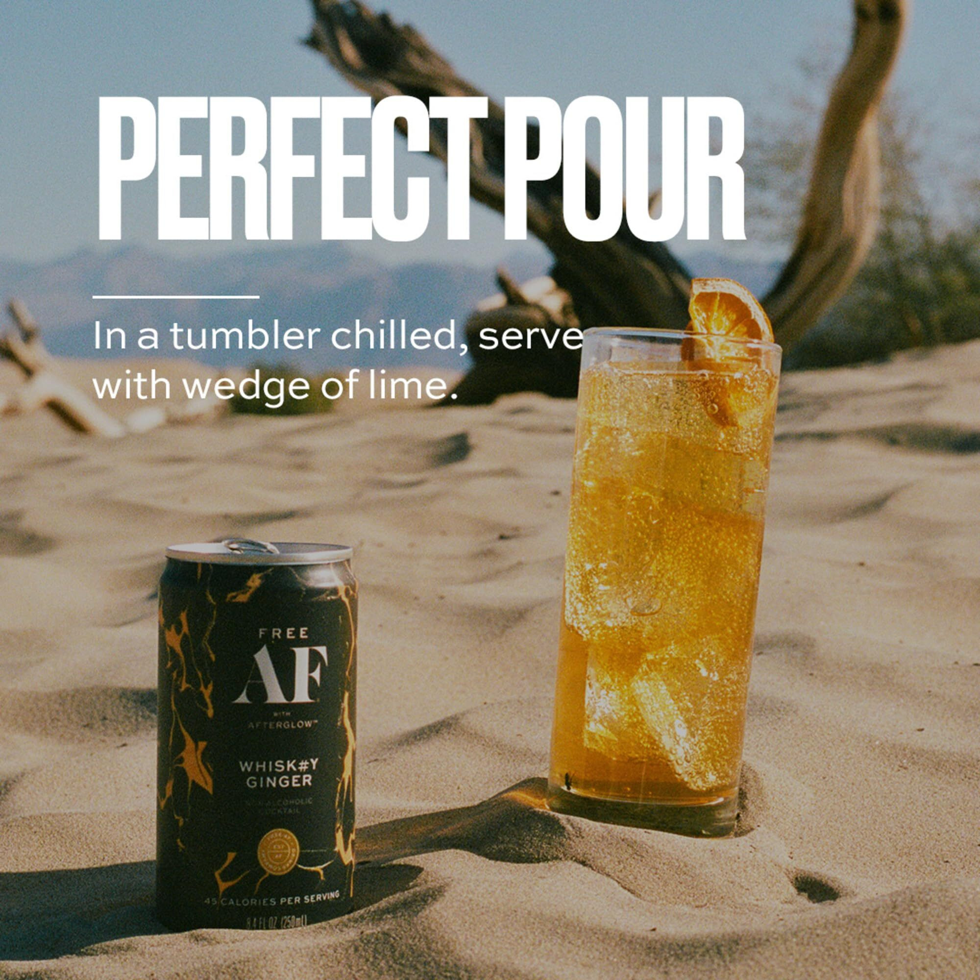 Free Af Non-Alcoholic Whiskey Ginger, Ready To Drink Mocktail With Afterglow, Low Calories, Smoky & Zesty, 8.4 Fl Oz Cans (12 Pack)