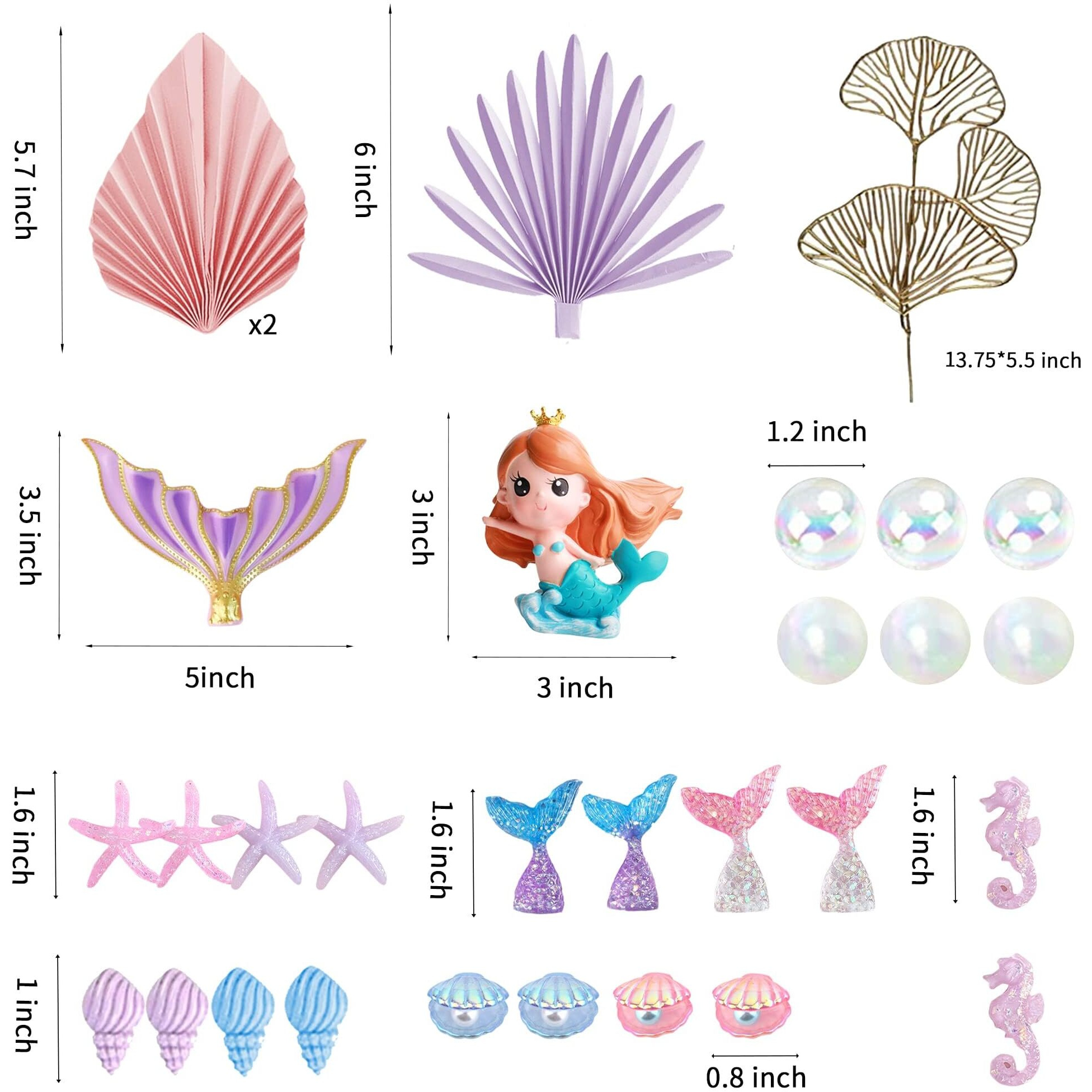 Rasslisa Mermaid Cake Toppers Under The Sea Mermaid Tail Cake Decorations For Birthday Baby Shower Party Supplies