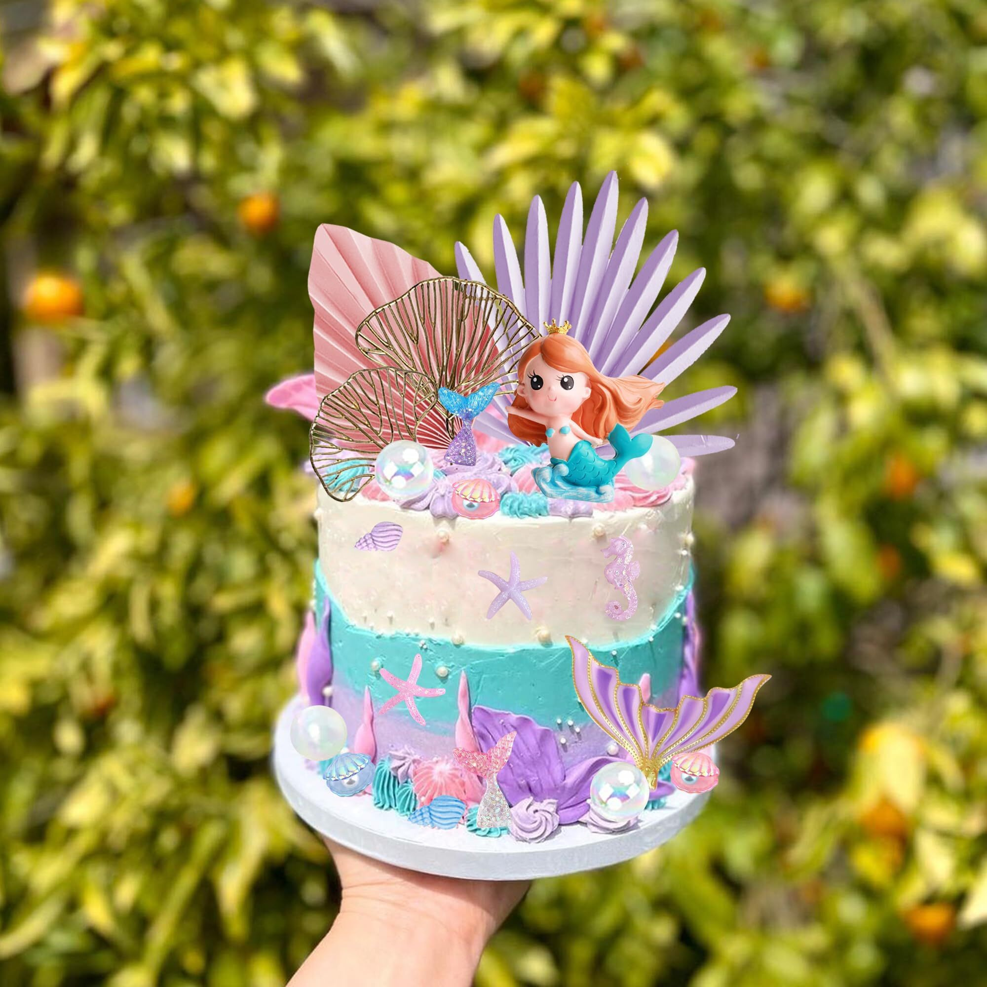 Rasslisa Mermaid Cake Toppers Under The Sea Mermaid Tail Cake Decorations For Birthday Baby Shower Party Supplies