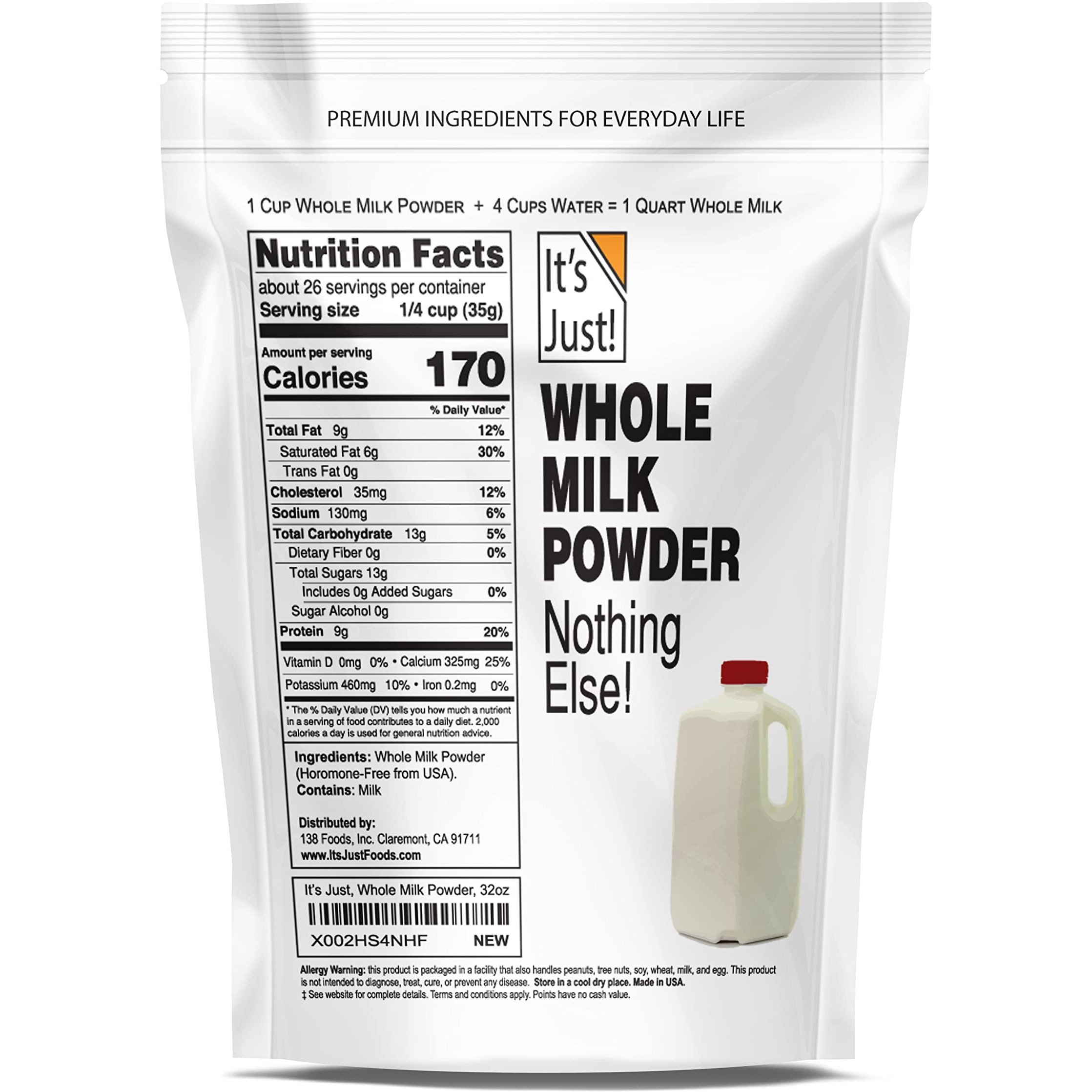 It's Just - Whole Milk Powder, Real Dried Milk, Just Add Water, 32Oz