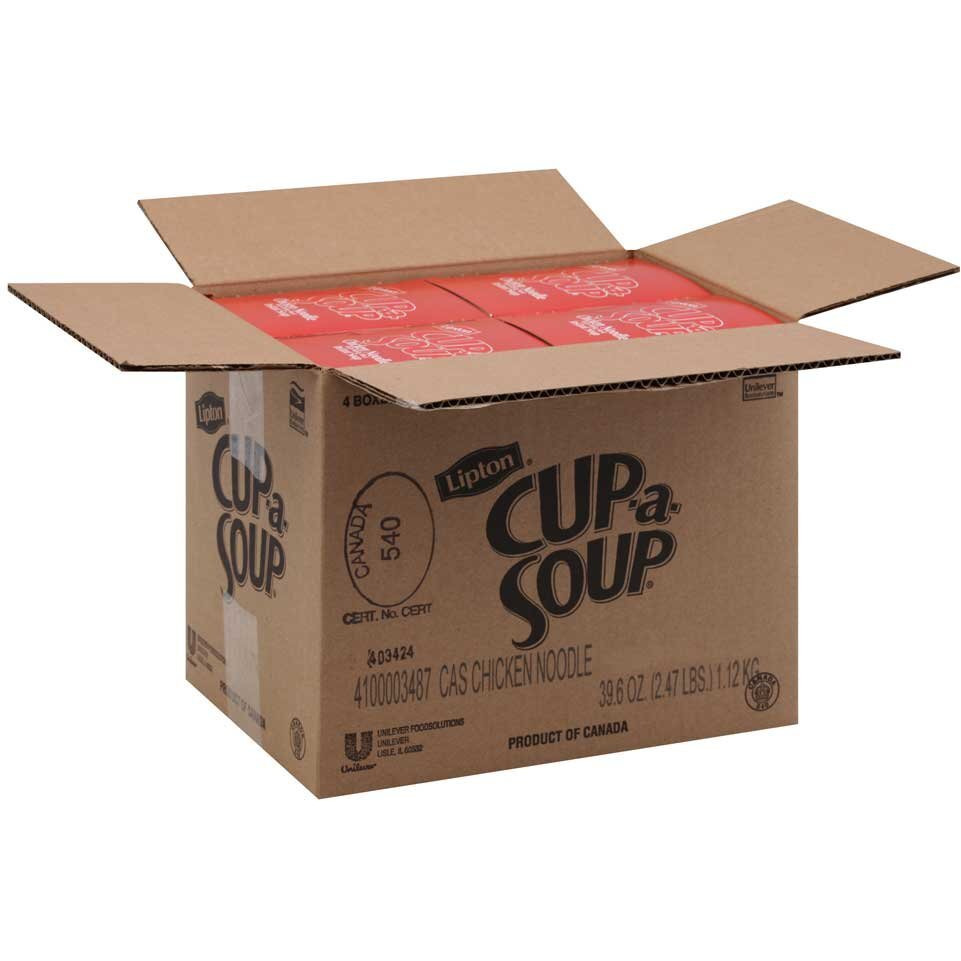 Lipton Cup-A-Soup Instant Chicken Noodle Soup - 22 Envelopes Per Box, 4 Boxes Per Case