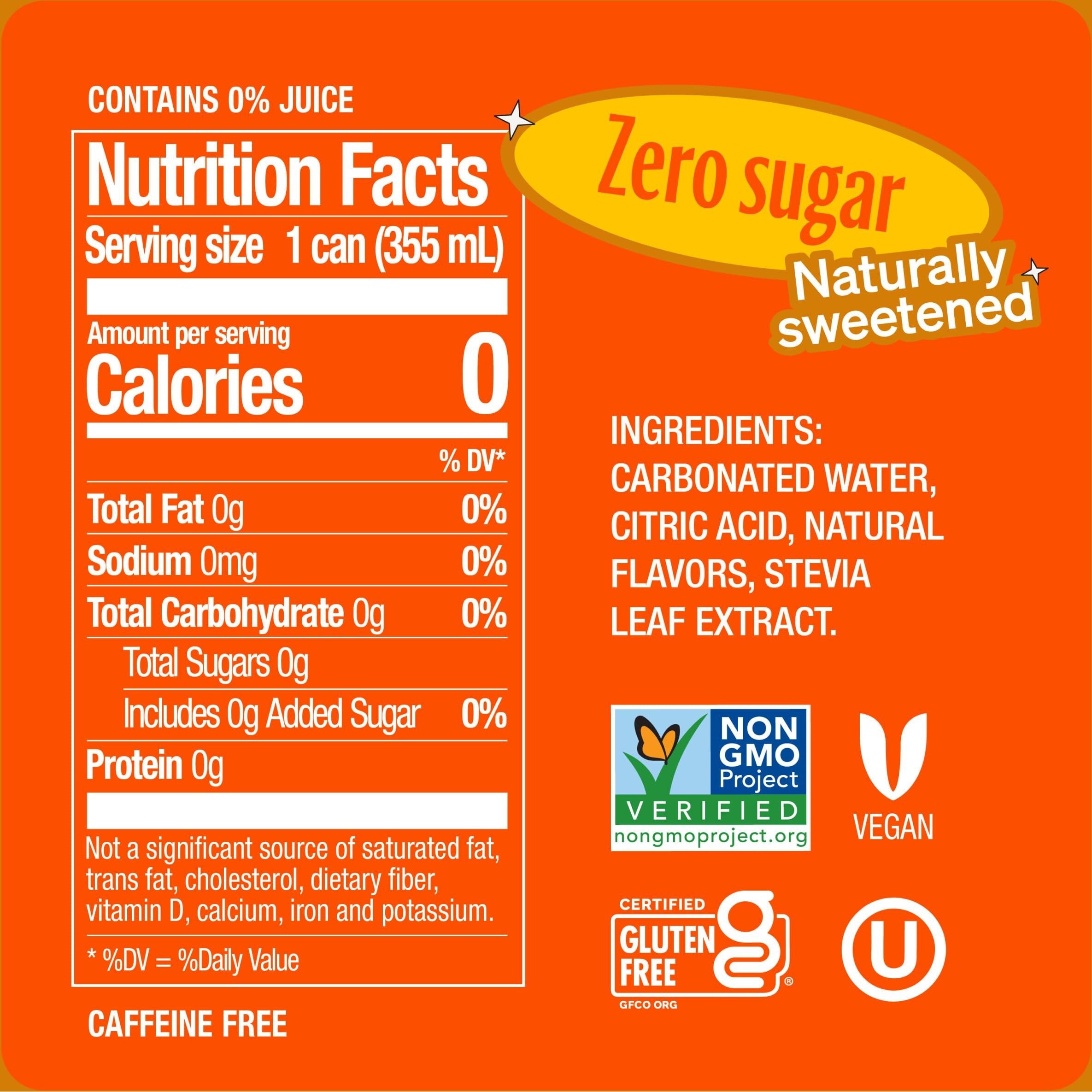 Zevia Zero Sugar Soda, Orange, 12 Ounce Cans (Pack Of 8)