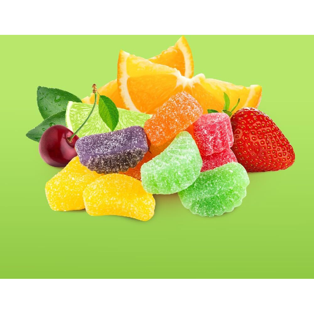 Fruit Slices Assorted Jelly Candy - Bulk 2 Pounds - Unwrapped, Sugar-Dusted Old-Fashioned Sweets