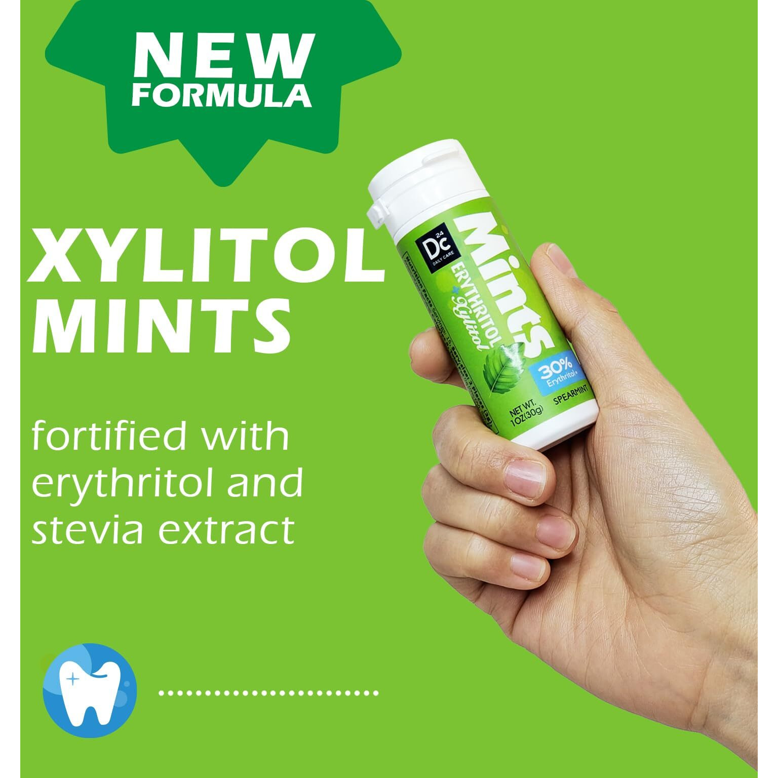 Dc24 Daily Care Xylitol Mints,No Aspartame Sugar Free Mints,Low-Calorie With Erythritol, Breath Mints Dry Mouth Diabetic Friendly,Assorted Flavors 30 Pieces (Pack Of 4)