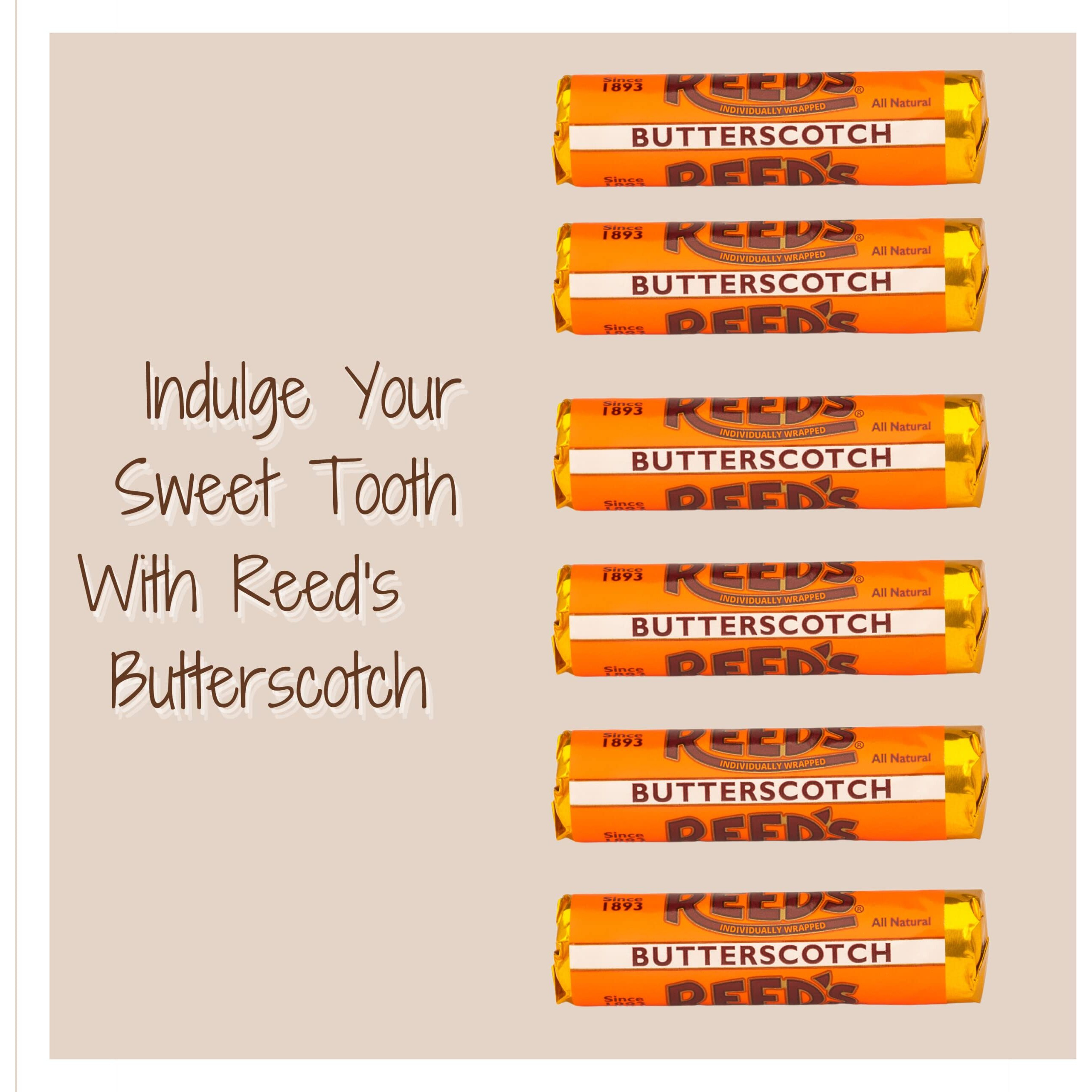 Reeds Individually Wrapped Butterscotch Candy Rolls | Six Rolls | Traditional Butterscotch Hard Candy | Creamy And Buttery Old-Fashioned Butterscotch Hard Candy Brought To You By Iconic Candy | Six Rolls (1.01Oz Pack Of 6)