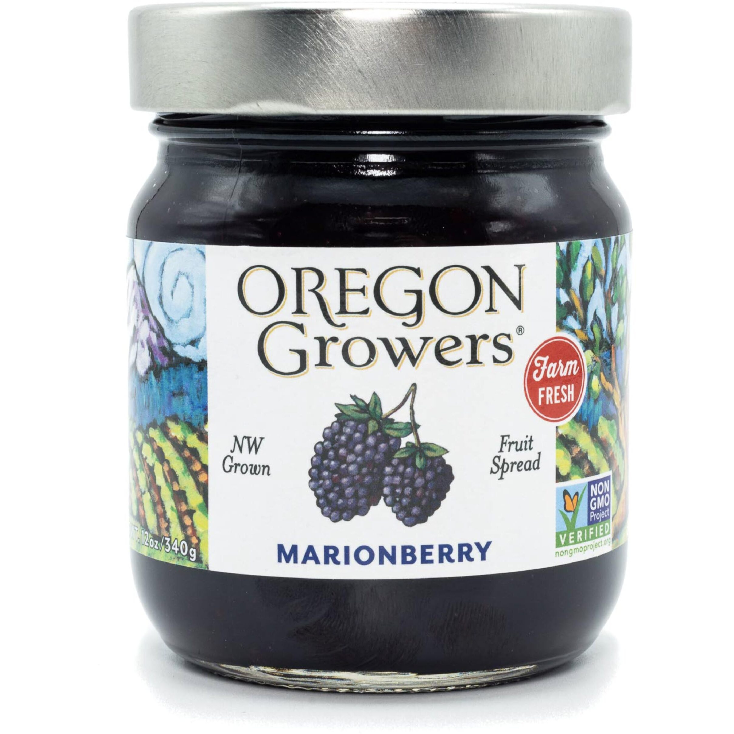 Oregon Growers Marionberry Fruit Spread - Marionberry Jam, Marionberry Jelly, Gluten-Free, No High-Fructose, No Preservatives, Made In Oregon - 12 Oz