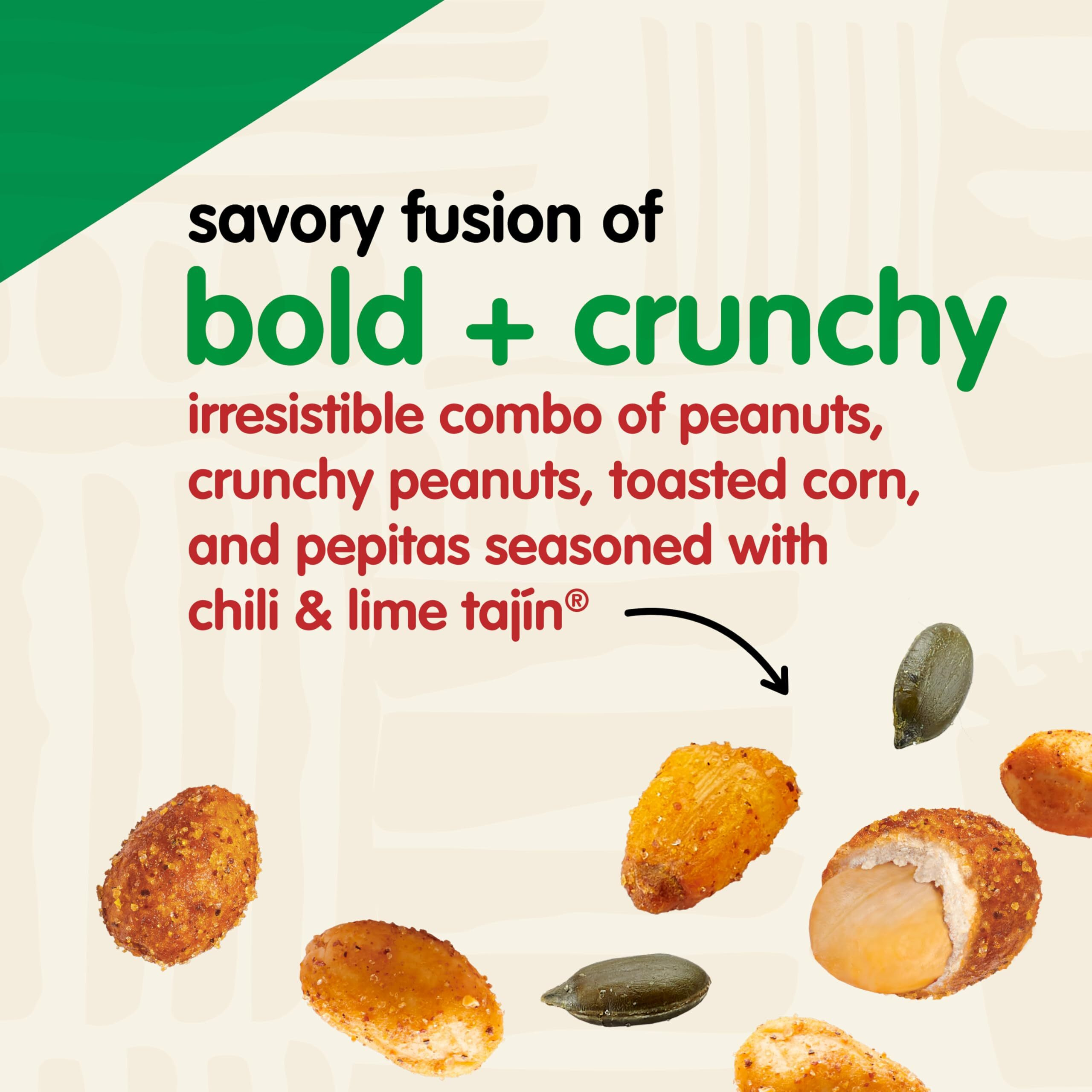 Snak Club Tajin Fiesta Snack Mix, Peanuts, Crunchy Peanuts, Toasted Corn, And Pepitas With Chili And Lime Seasoning, Mild, No Artificial Colors Or Flavors, 4 Oz Resealable Bags, 6 Pack