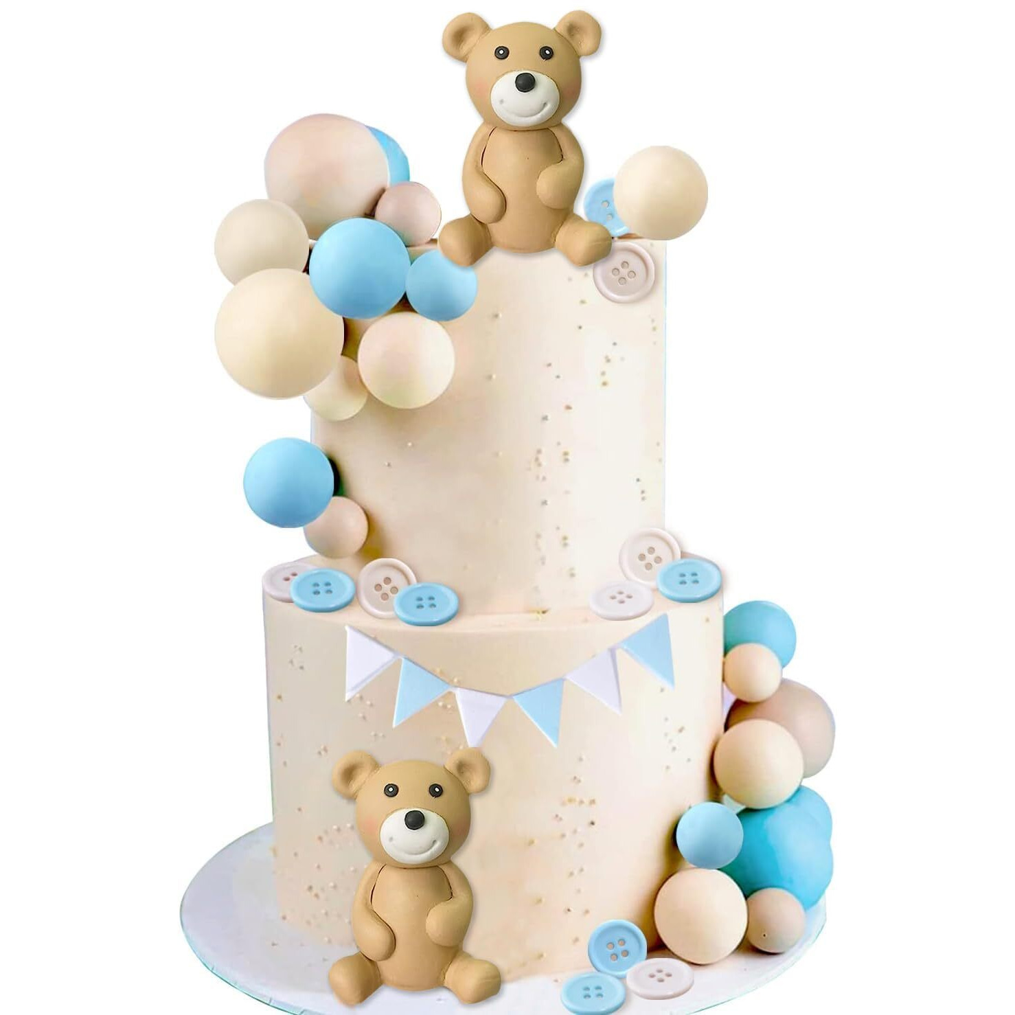 3D Bear Balls Cake Toppers For Birthday Baby Shower Party Decorations(33Pcs)