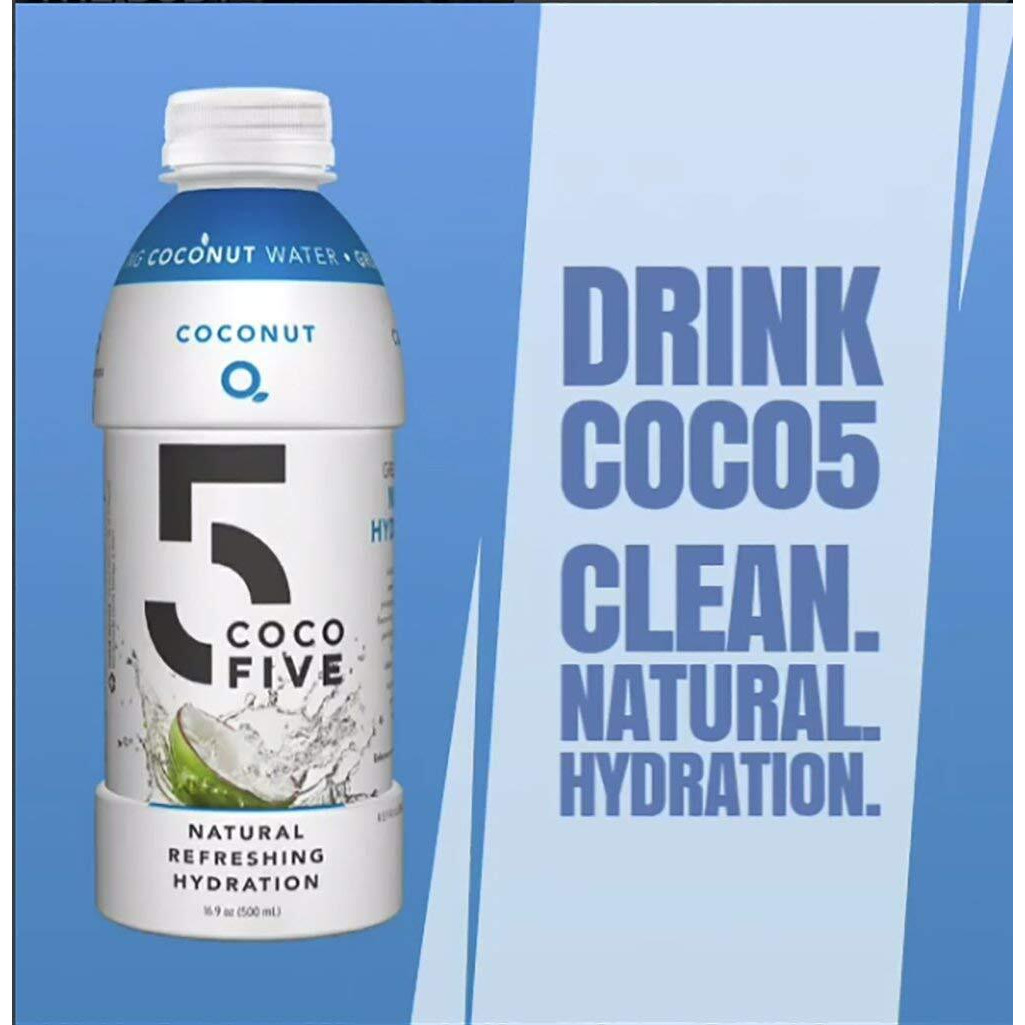 Coco5 Clean Sports Hydration Coconut Flavor | 100% Natural | 50% Less Sugar | Nothing Artificial | Non-Gmo | Gluten Free | Developed By Pro Trainers For Pro Athletes | 16.9 Oz (Pack Of 12)