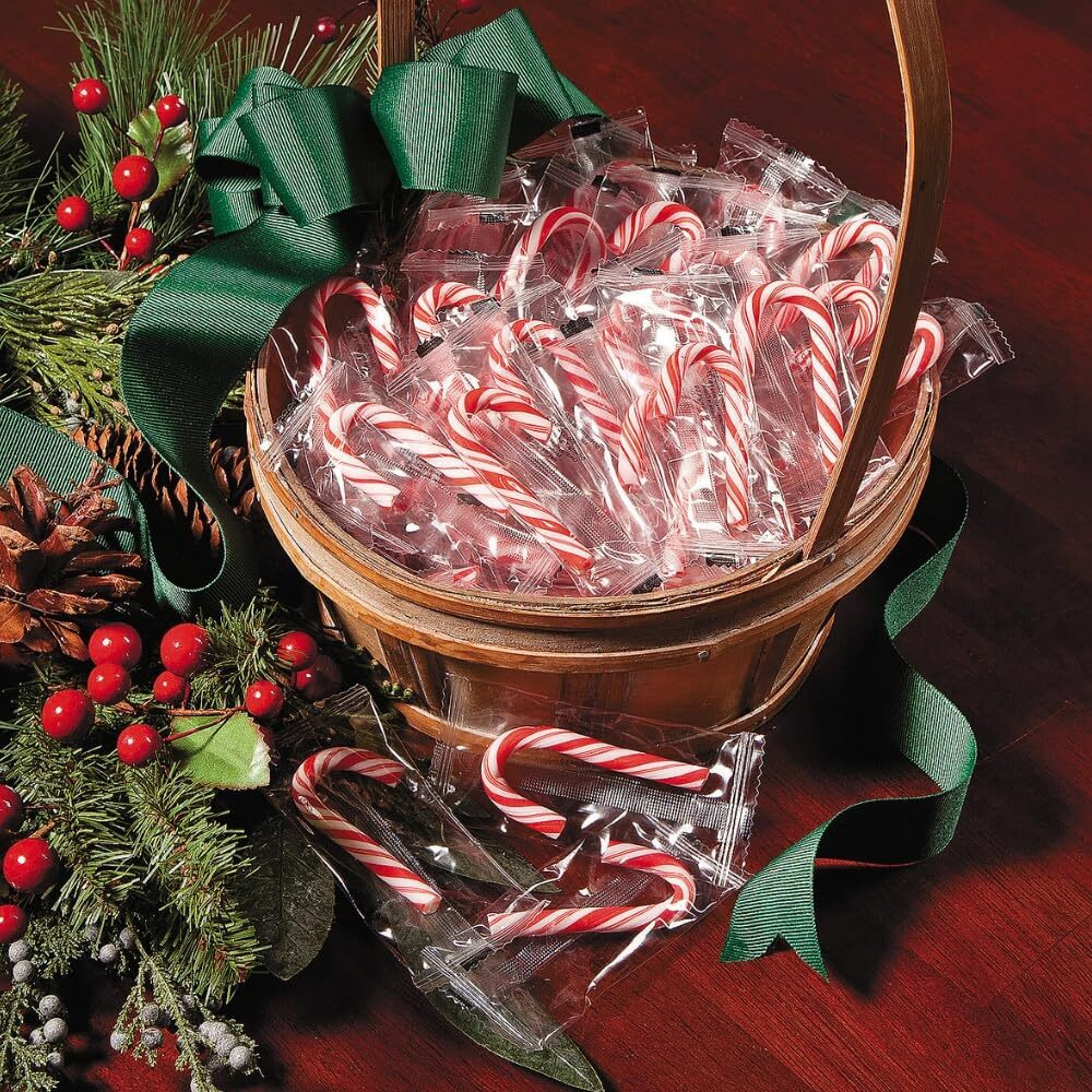 Mini Candy Canes (100 Individual Wrapped Candies) Bulk Christmas Candy