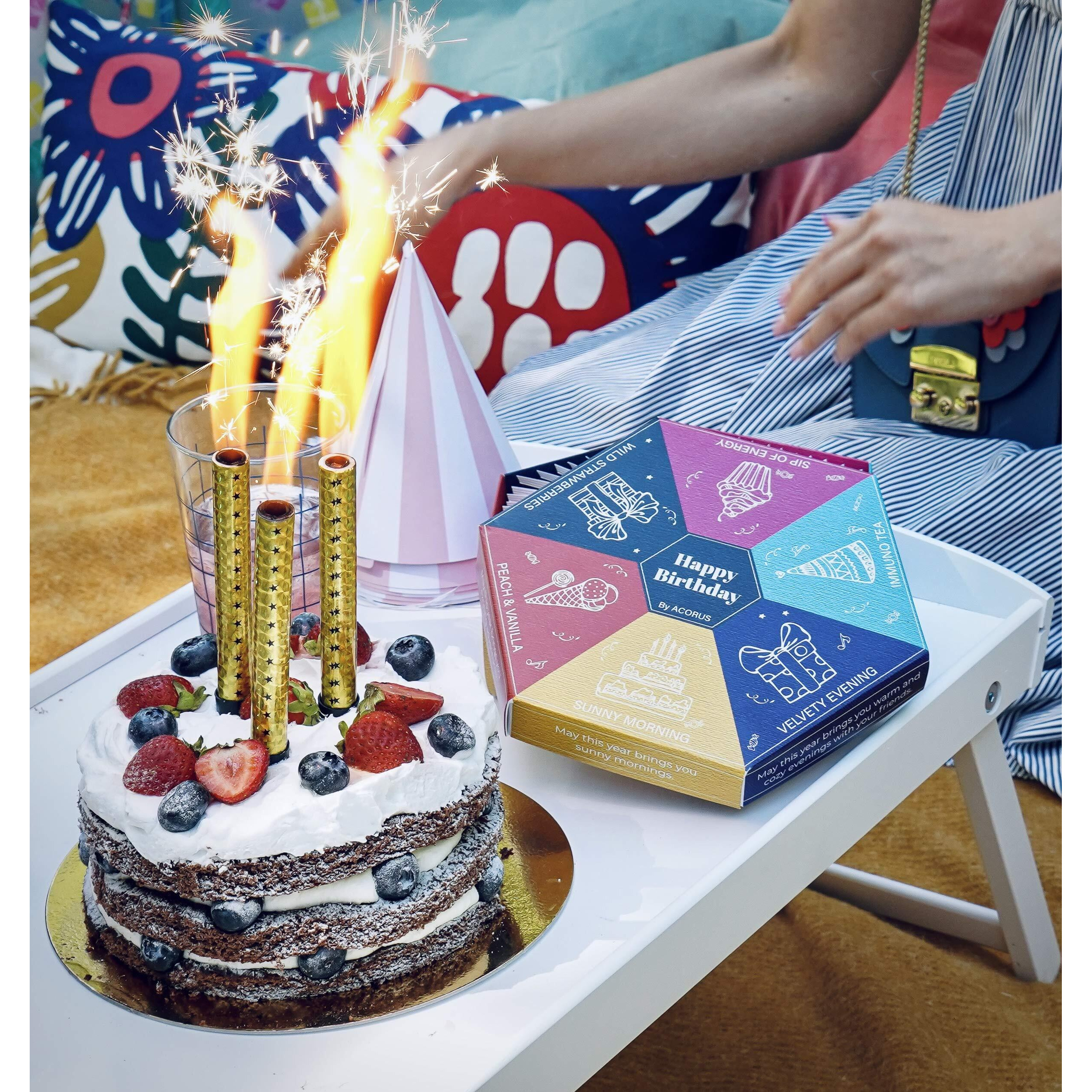 Acorus Happy Birthday Tea Gift Sets | Assorted Tea Set Birthday Present To Those Who We Care About | Herbal Fruit And Black Tea Variety Pack With Warm Wishes Written All Over The Box | 60 Tea Bags