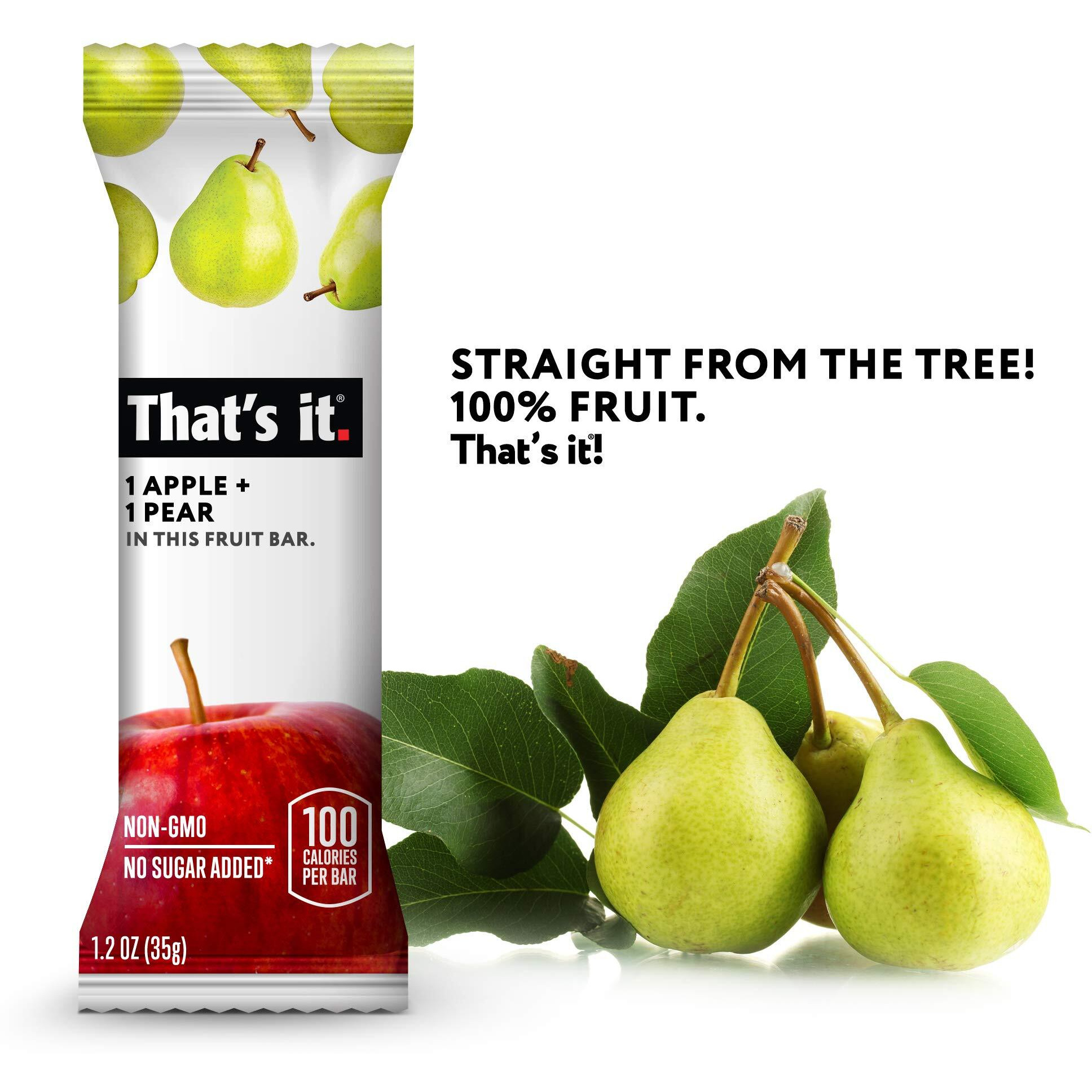 That's It. Gluten-Free Apple + Pear Fruit Bars, 14.4 Ounce, 12 Bars, No Preservatives, No Added Sugar, Paleo, Good For Children, Best High Fiber Vegan Snack