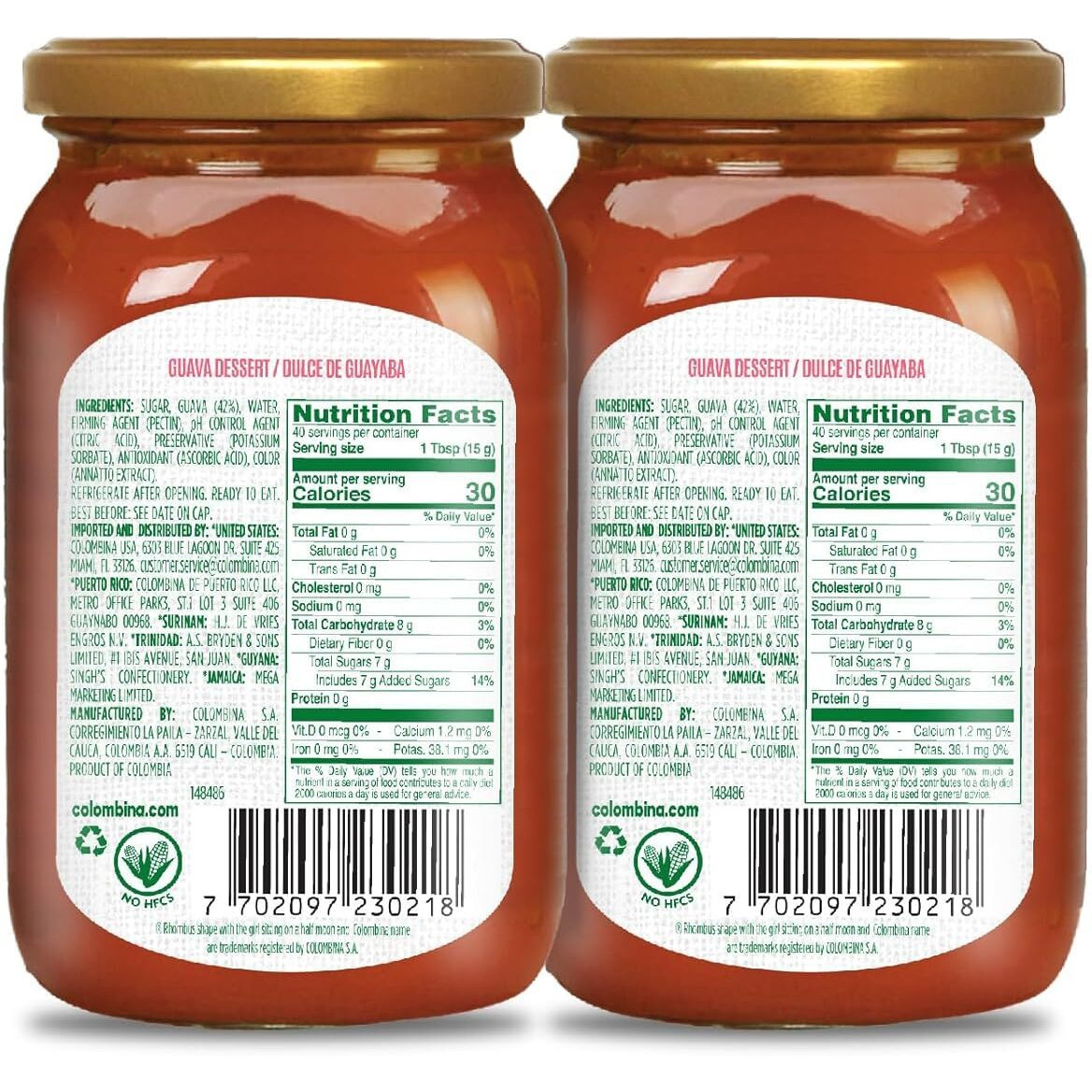 Colombina Guava Dessert Fruit Spread, Exotic Tropical Guava Jelly And Guava Paste Made From Real Fruit, 21.1Oz (2 Jars)