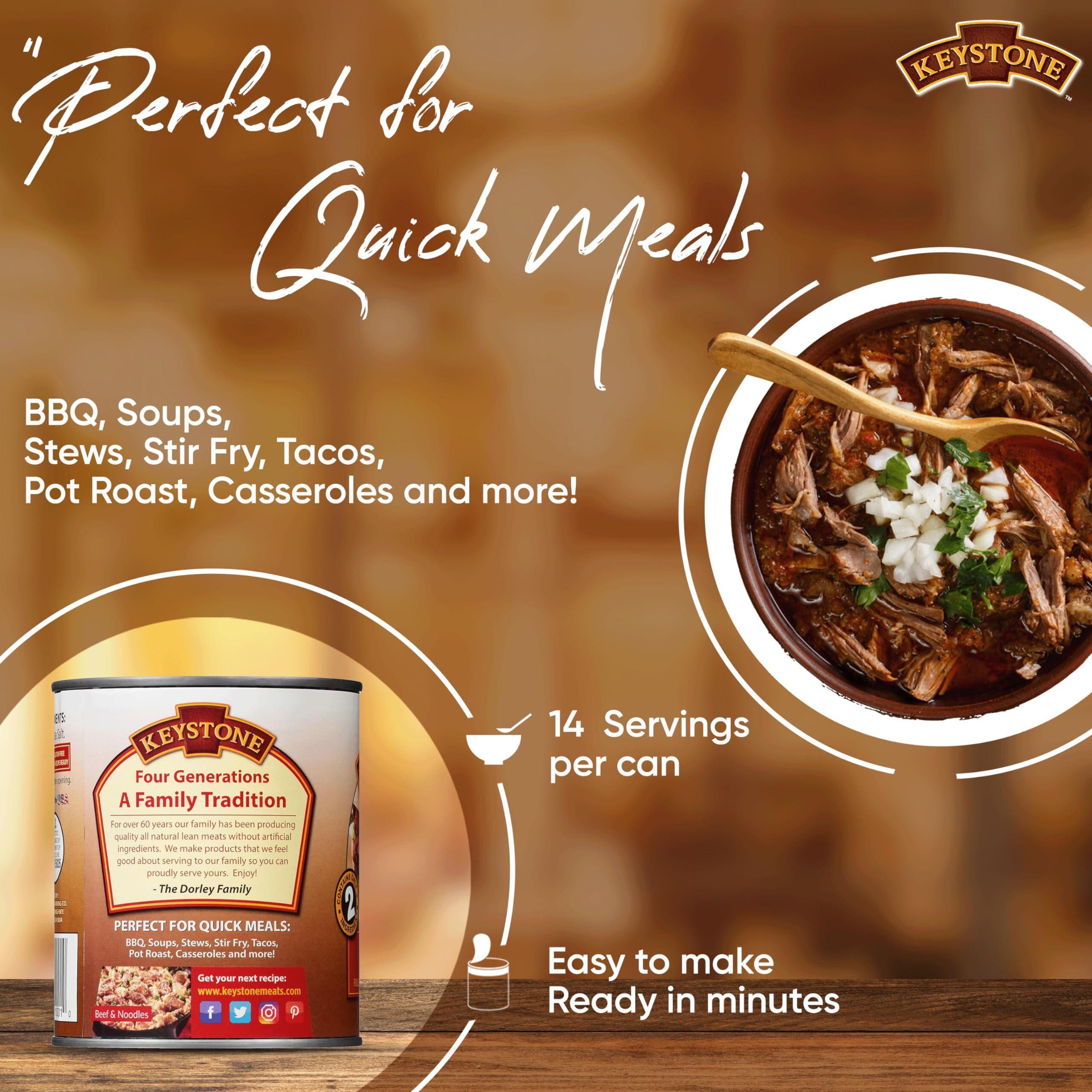 Keystone Meats All Natural Canned Beef, 28 Ounce