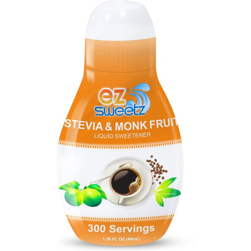 Ez-Sweetz Stevia & Monk Fruit (2 Pack | 1.36Oz - Liquid Sweetener 300 Servings/Bottle)