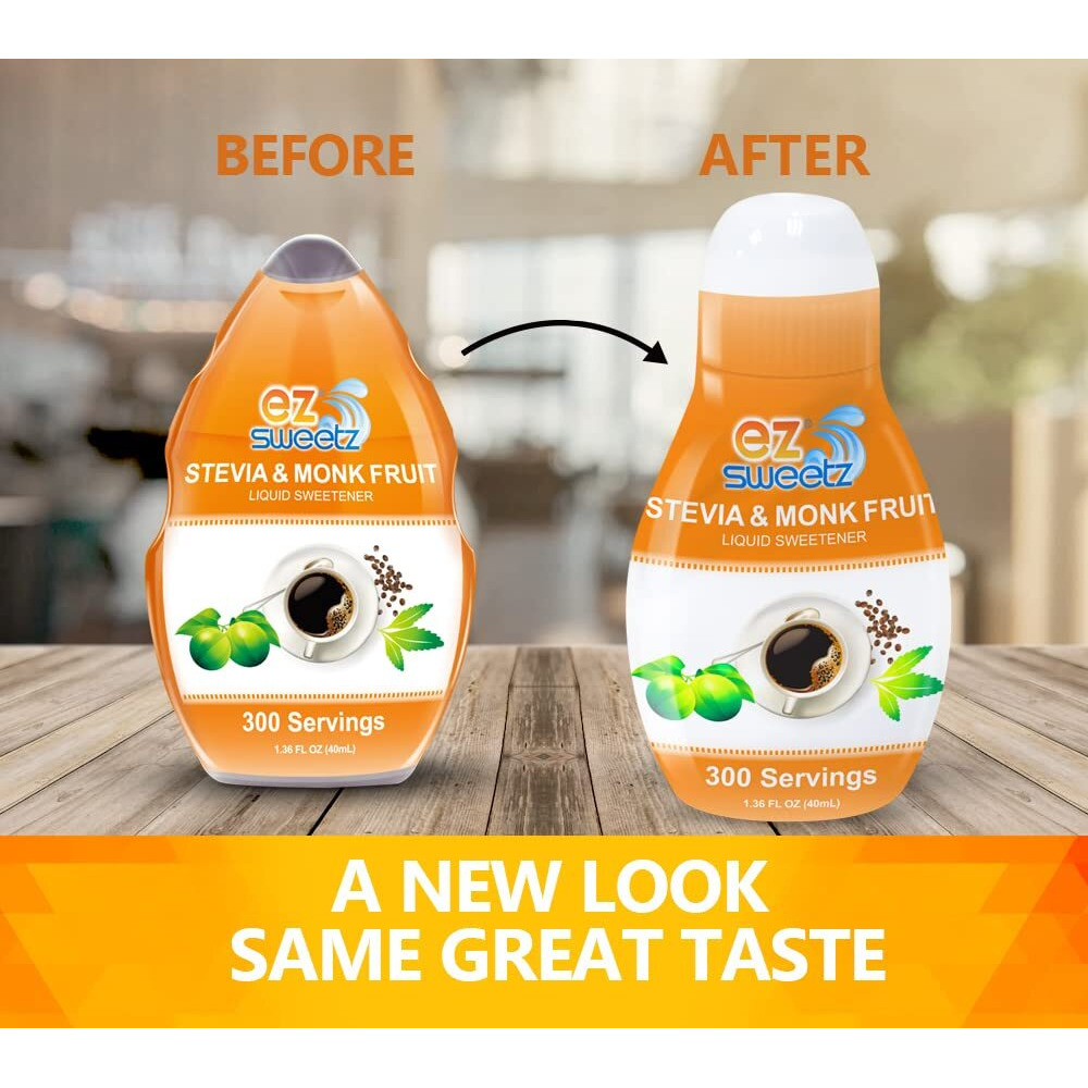 Ez-Sweetz Stevia & Monk Fruit (2 Pack | 1.36Oz - Liquid Sweetener 300 Servings/Bottle)