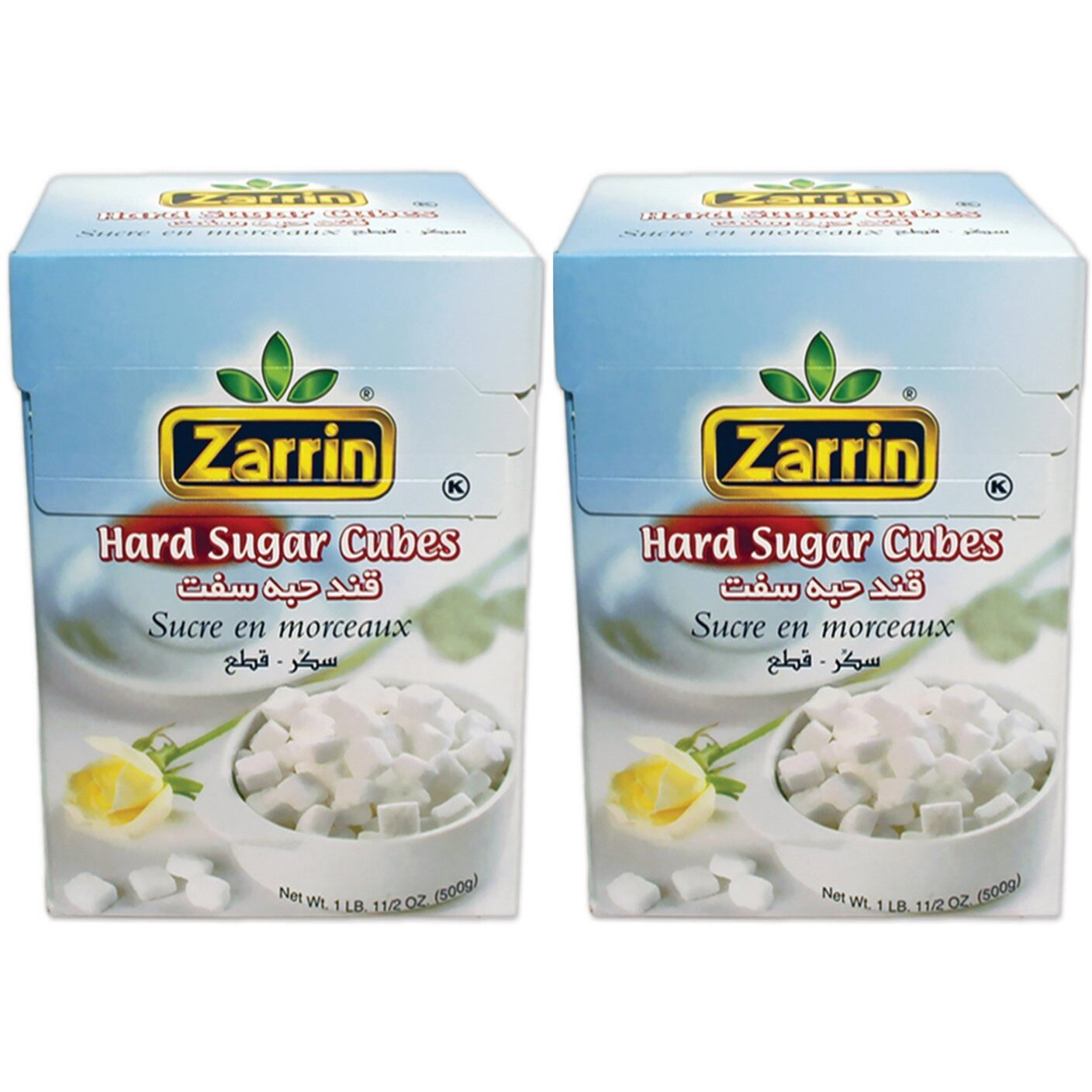 Zarrin Hard Sugar Cubes (2 Pack) - 500G | 17.6 Oz, (Slow Dissolving)
