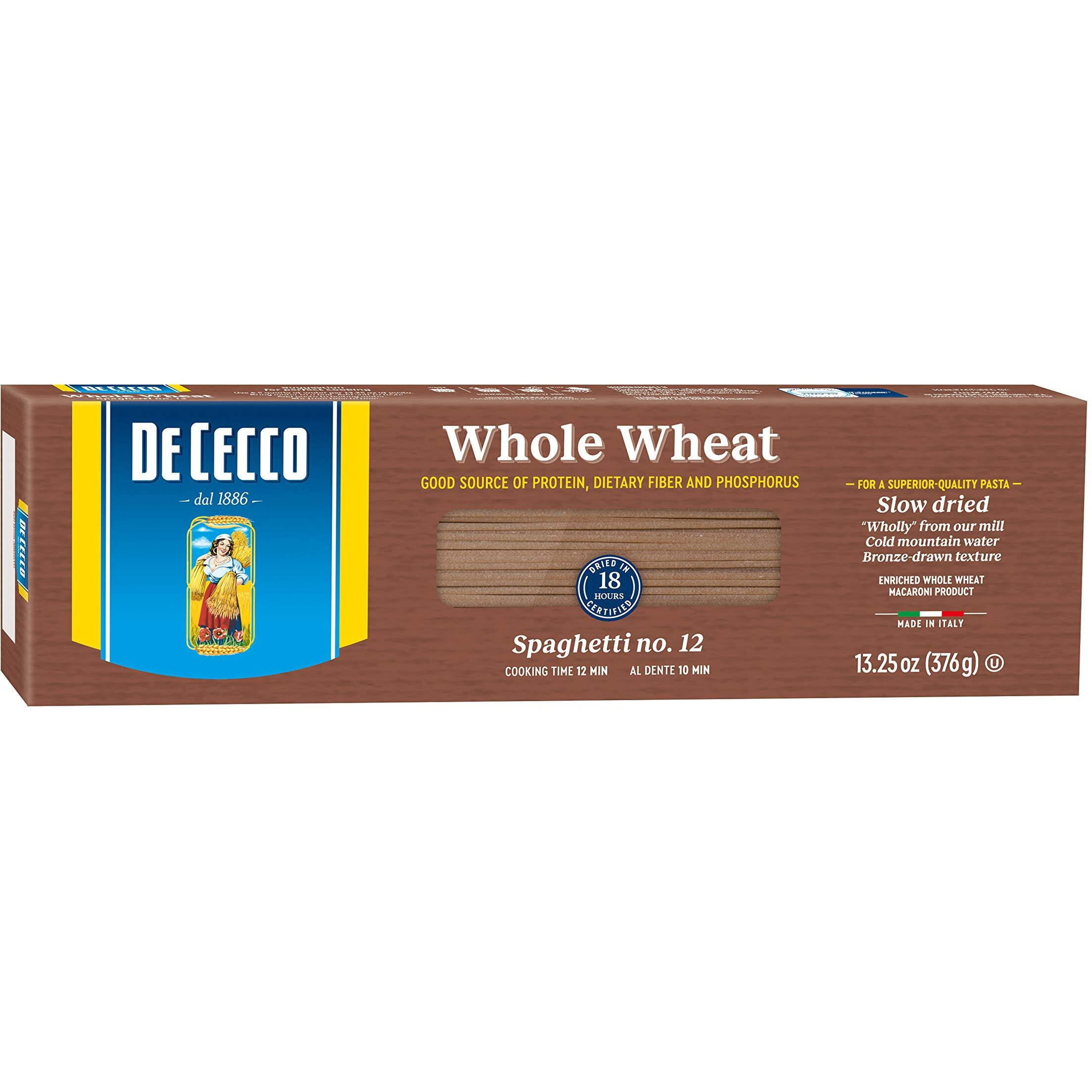 De Cecco Whole Wheat Pasta, Spaghetti, 13.25 Ounce (Pack Of 12)