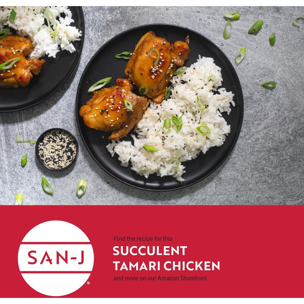 San-J - Organic Gluten Free Tamari Soy Sauce With 50% Less Sodium - Made With 100% Whole Soy - Specially Brewed - 20 Oz. Bottles - 2 Pack