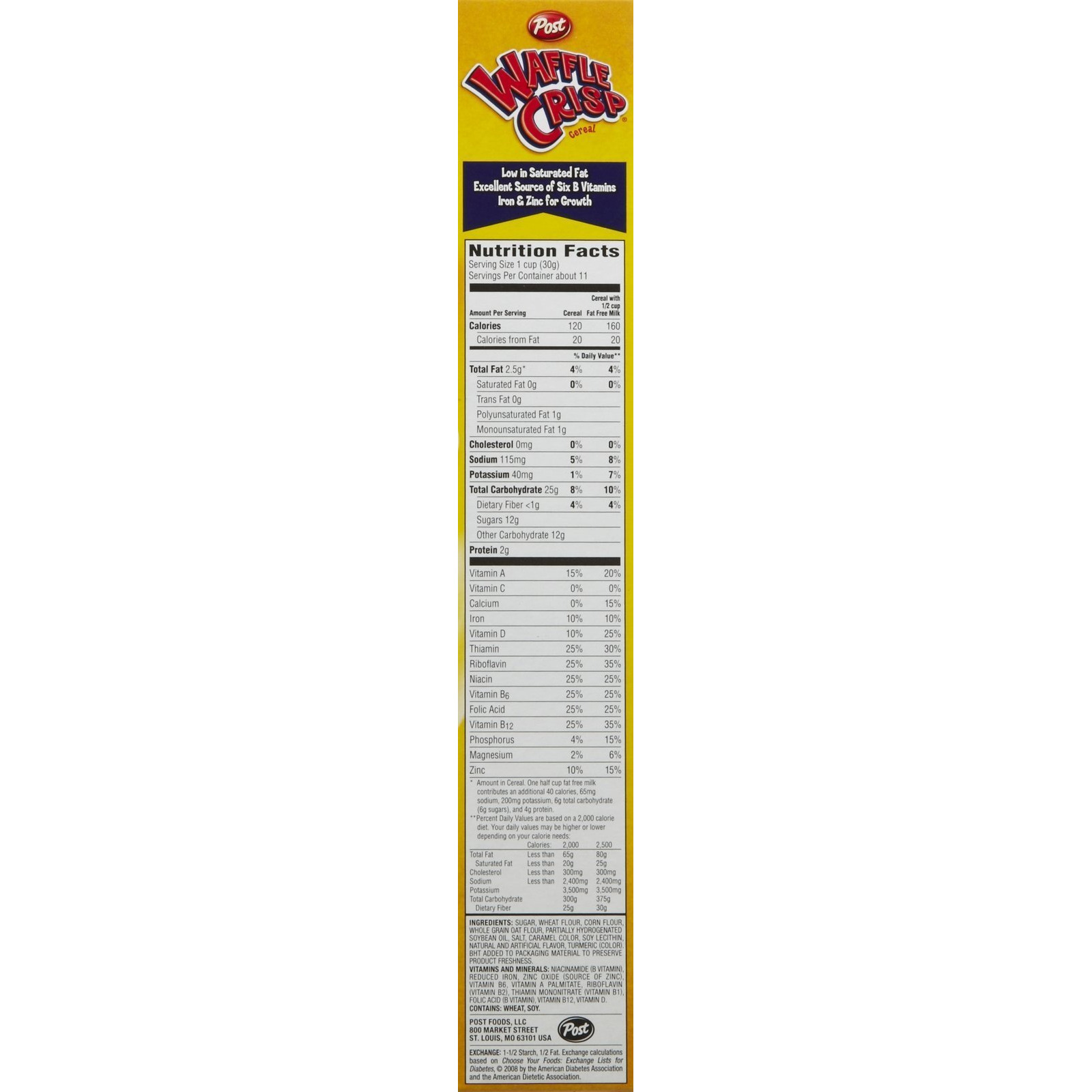 Post Waffle Crisps Cereal, 11.5 Oz