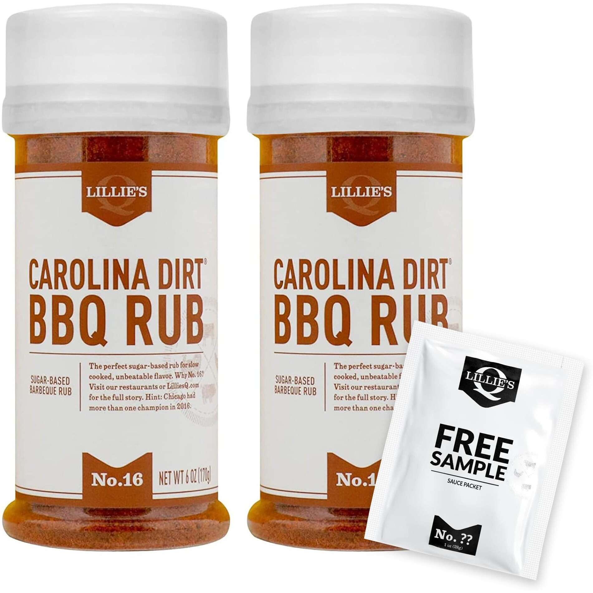 Lillies Q - Carolina Dirt Bbq Rub, Sugar-Based Bbq Rub, Traditional Carolina Barbeque Rub, Sweetened Blend Of Southern Spices, Perfect Barbeque Seasoning For Ribs, Pork, & Fries (6 Oz, 2-Pack)