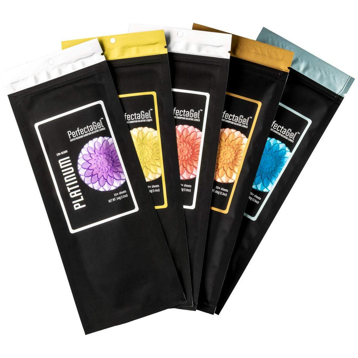 Perfectagel Gelatin Sheet Assortment - 100 Sheets (Bundle With 5 Items)