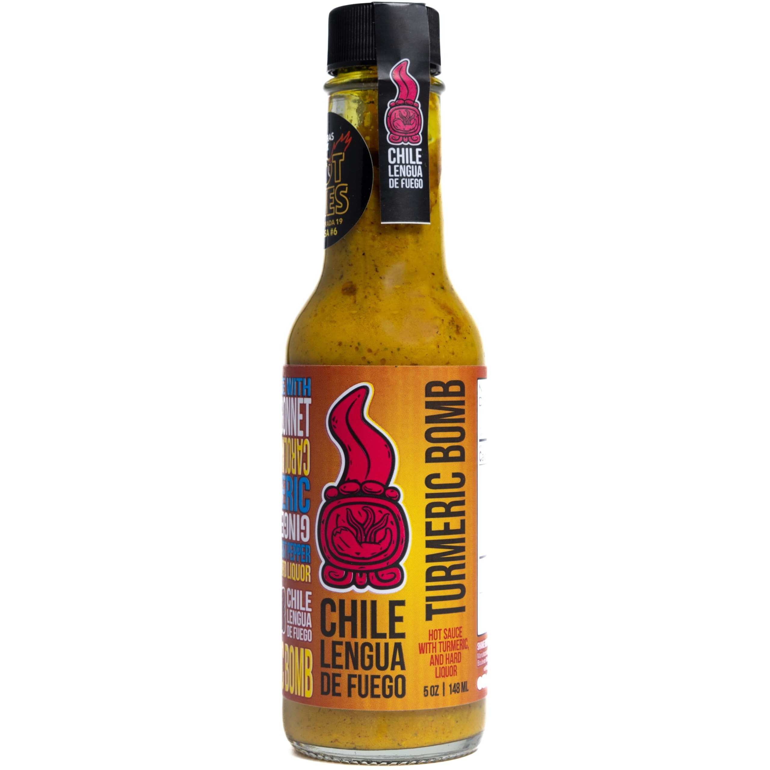 Turmeric Bomb Exotics Hot Sauce - Turmeric And Ginger Infused, With Olive Oil And Spirits El Sabros  N, 3.5/6 Heat Level, 5 Oz
