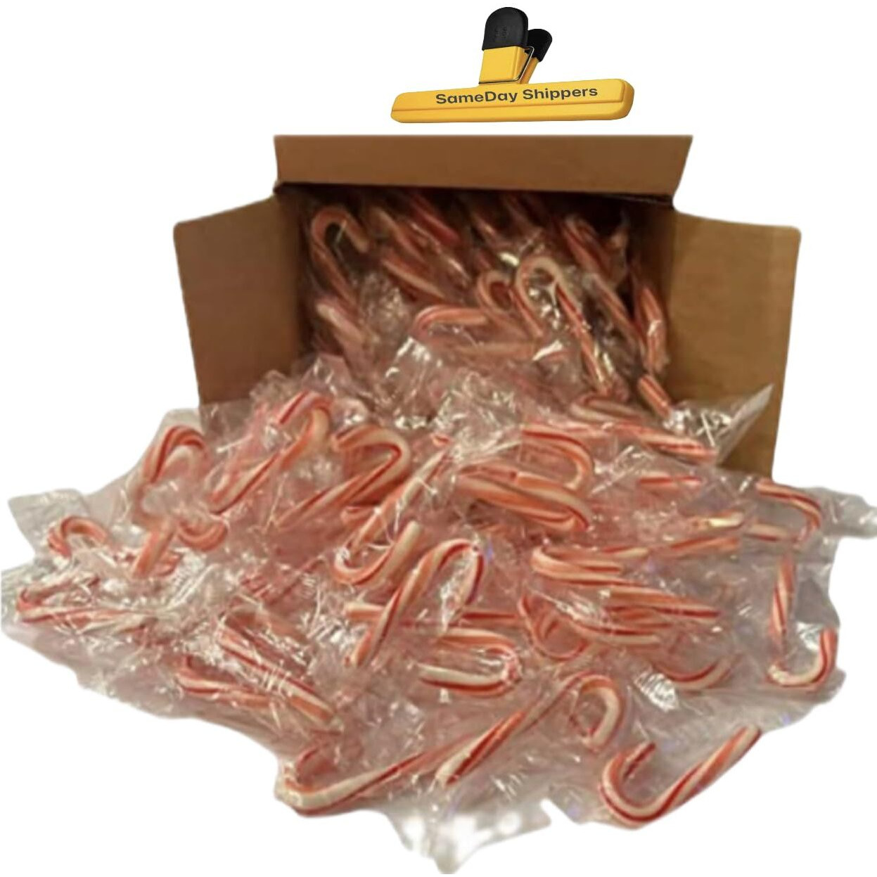 Peppermint Mini Candy Canes (96 Individually Wrapped Candies) Bulk Christmas Candy | Bundled With Free Sameday Shippers Fun Sticker
