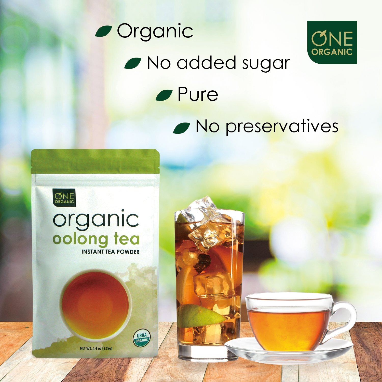 One Organic Instant Tea Powder (Oolong) - 4.4 Oz. - 125 Servings - Usda Certified Organic - 100% Pure Tea - Instant Hot Or Iced Tea - Unsweetened