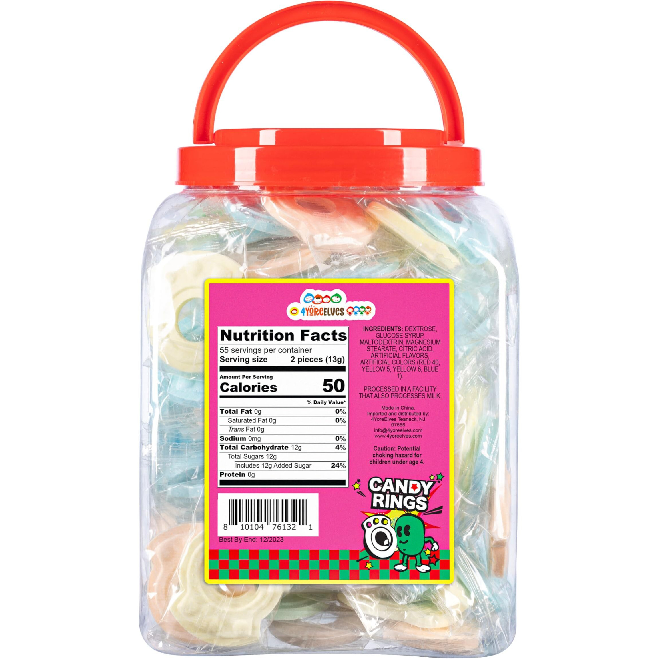 110 Individually Wrapped Candy Rings, Bulk Candy Ring Tub Great For Halloween Treat Bags, Christmas Stocking Filler, Ring Candy In 6 Colors, Fun Kids Candy For Goodie Bags And Party Favors, Retro Candy By 4Yoreelves