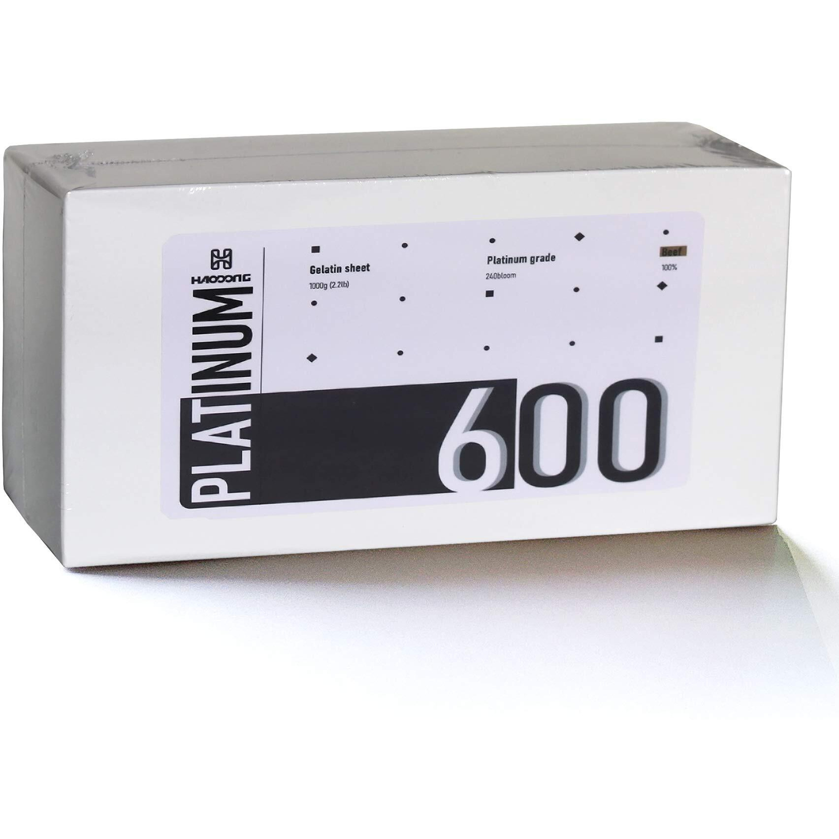 Haodong Beef Platinum Leaf Gelatin Sheets - 1Kg/2.2Lbs (450-500 Sheets) 240Bloom Gelatin Leaves For Mousse Mirror Glaze Cream Cake Dessert Jellies